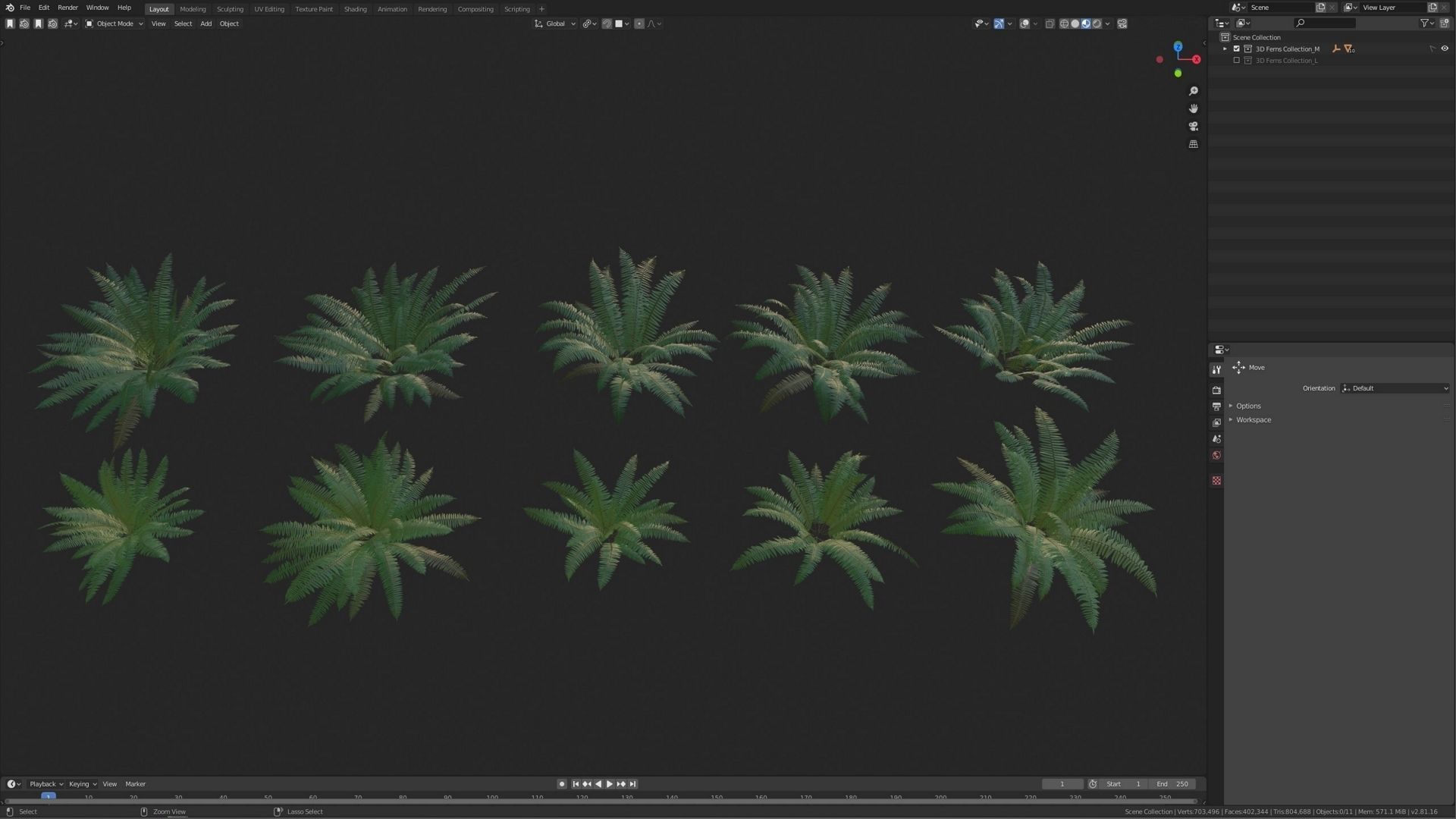 3D Ferns Collection in forest 3D model_9