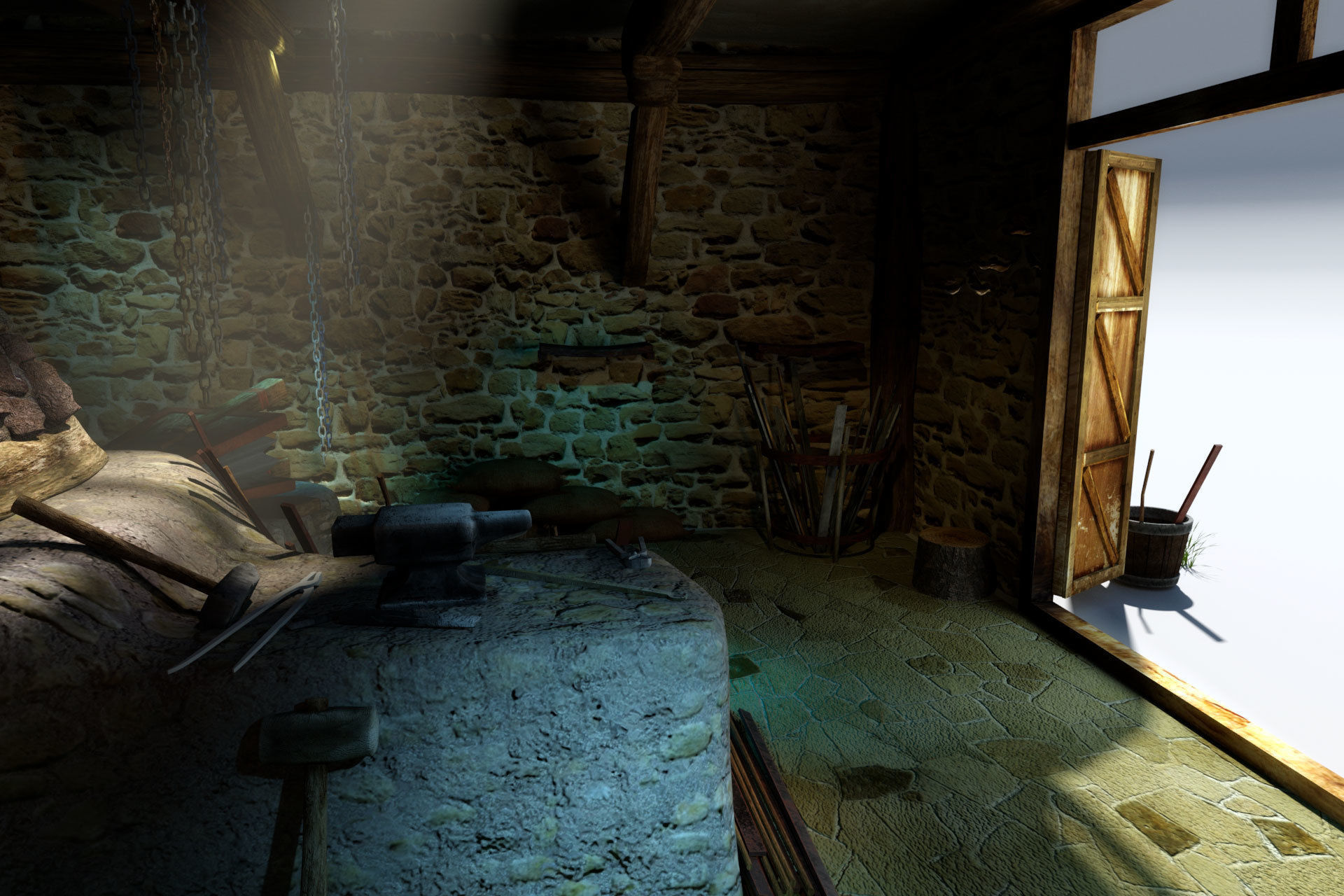 Old Blacksmith workshop 3D model_7