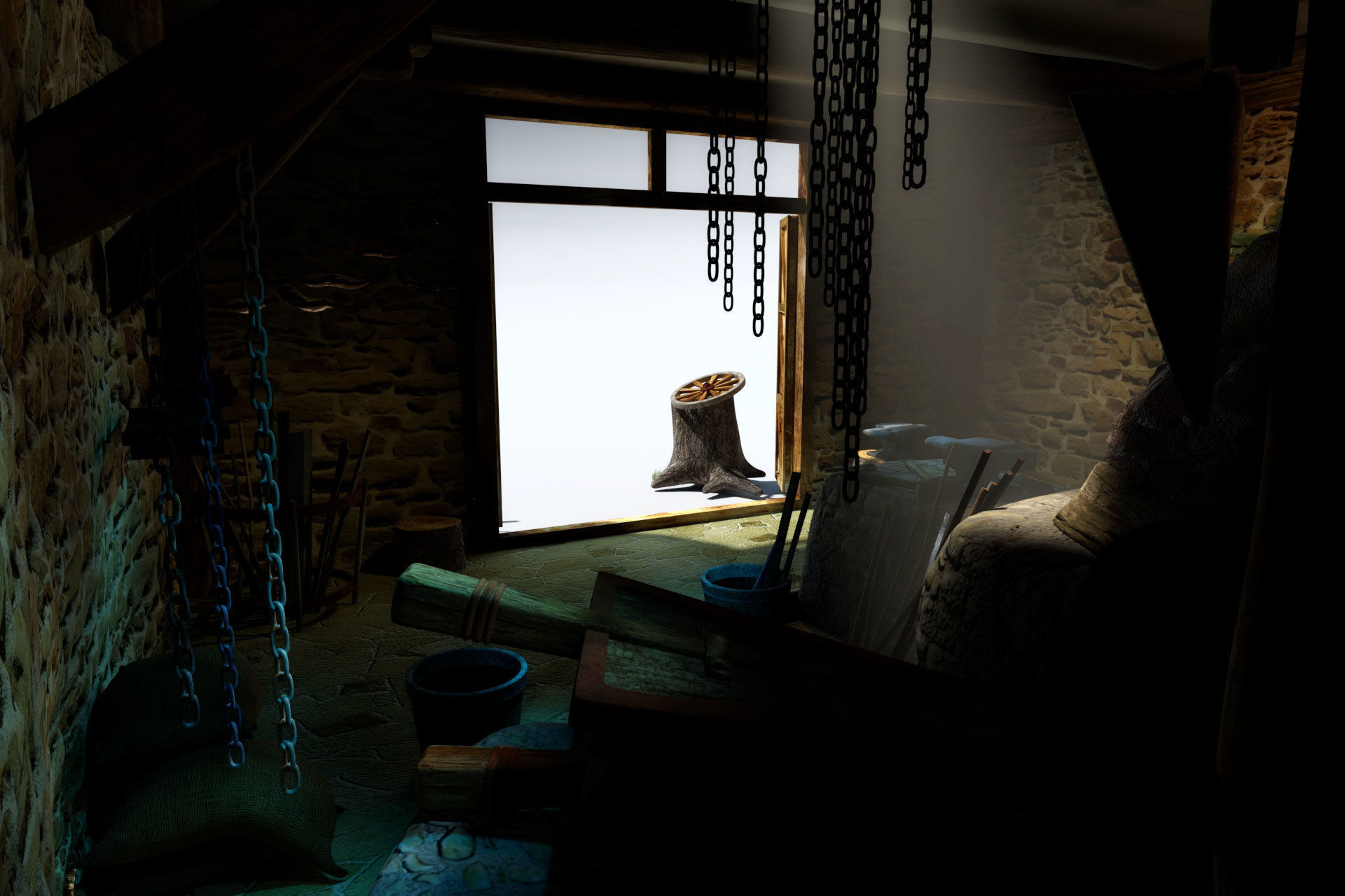 Old Blacksmith workshop 3D model_5