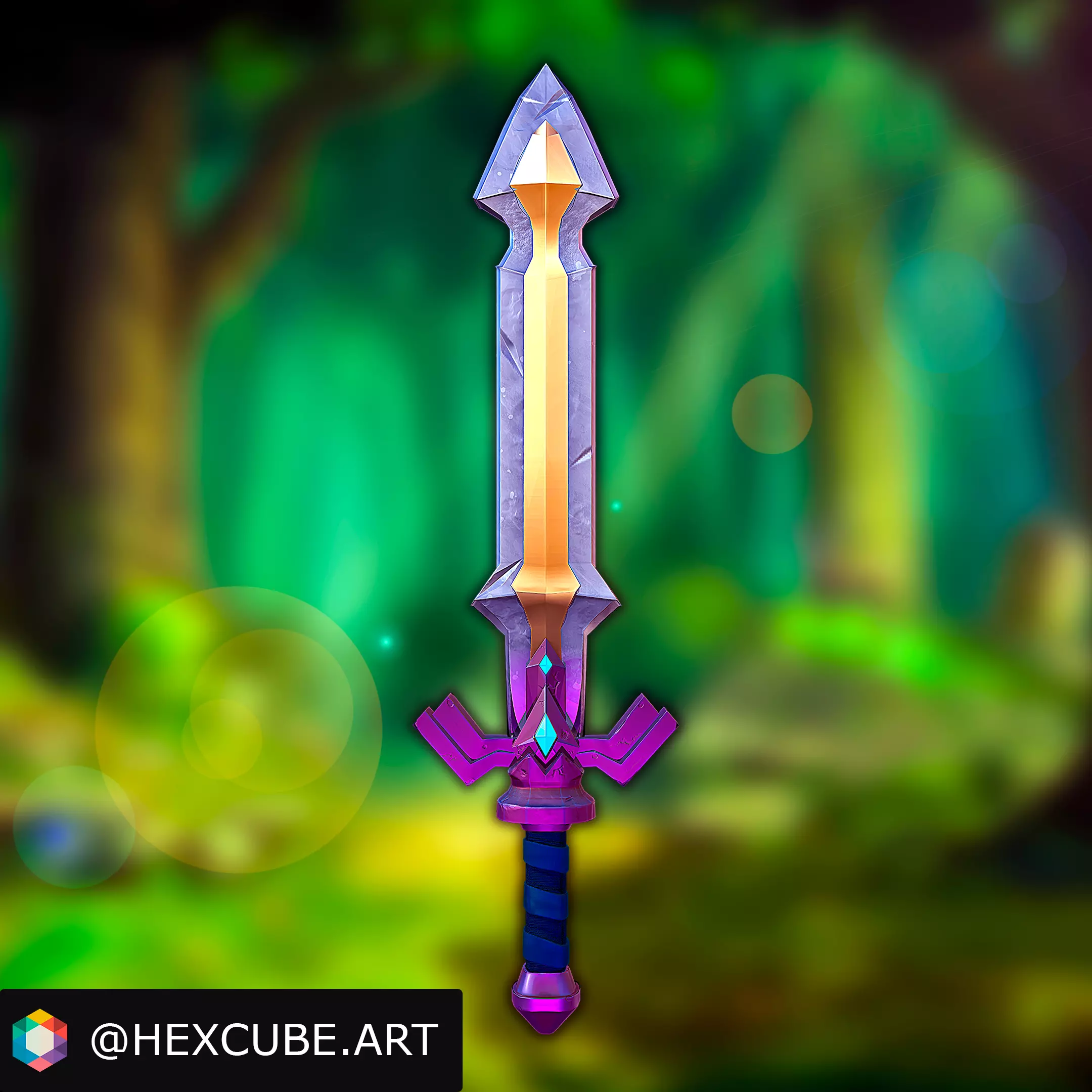 Stylized Ruppe Sword Low-poly 3D model_0