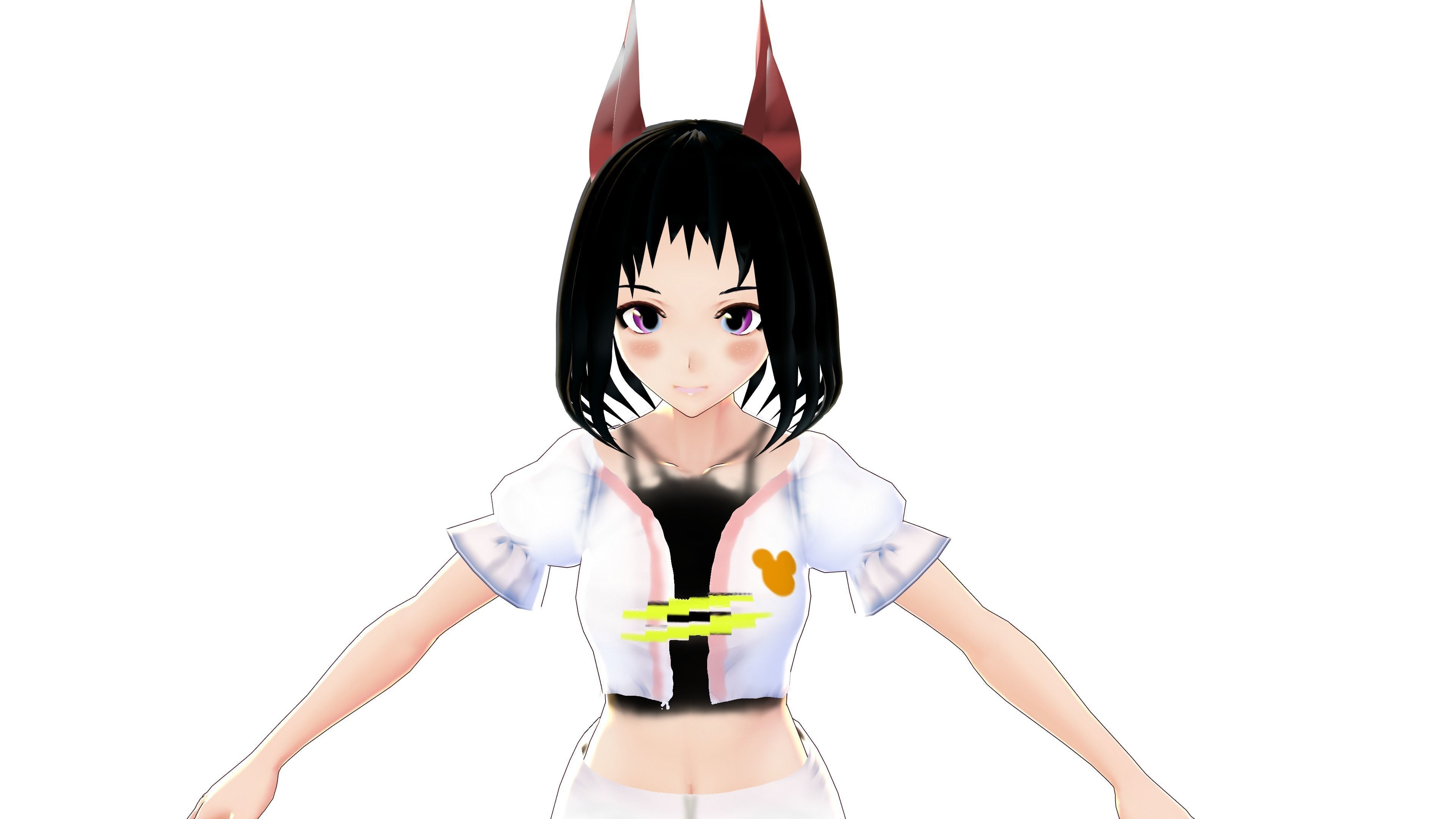ASIAN GIRL CAT 3D MODEL RIGGED T POSE SHAPE KEYS 3D model_2