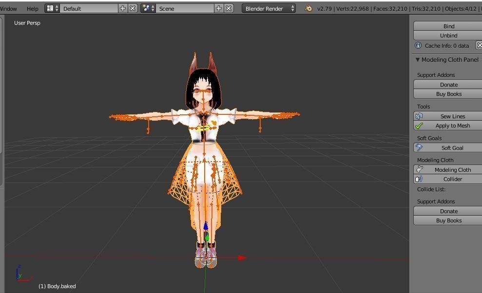 ASIAN GIRL CAT 3D MODEL RIGGED T POSE SHAPE KEYS 3D model_1