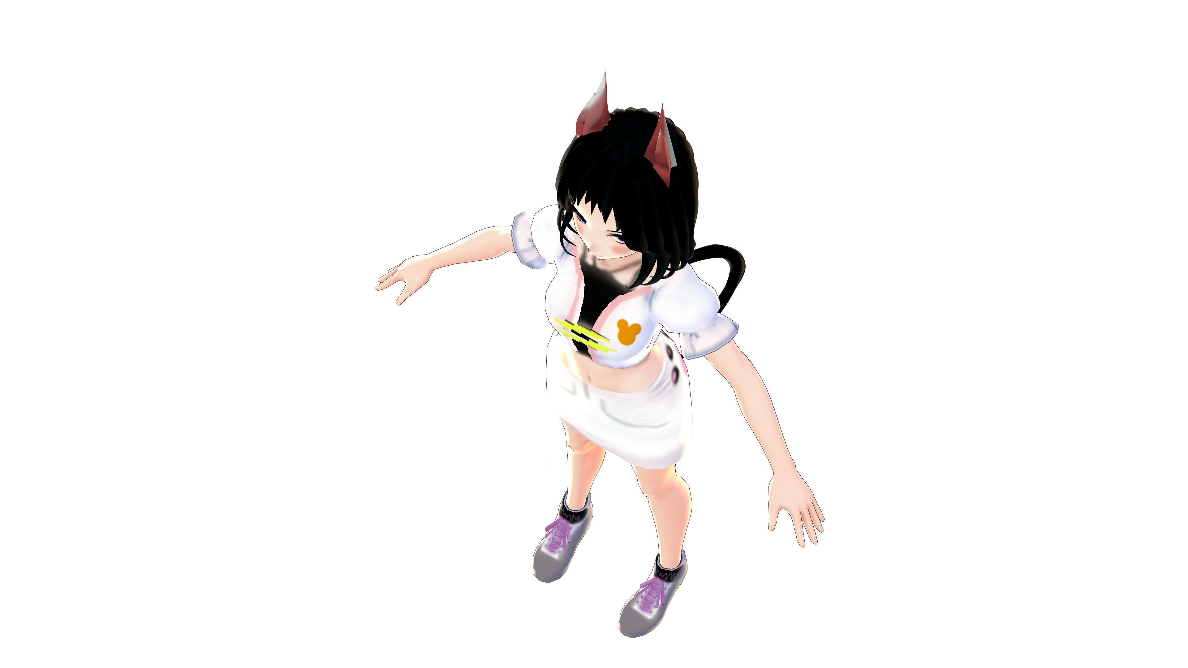 ASIAN GIRL CAT 3D MODEL RIGGED T POSE SHAPE KEYS 3D model_11