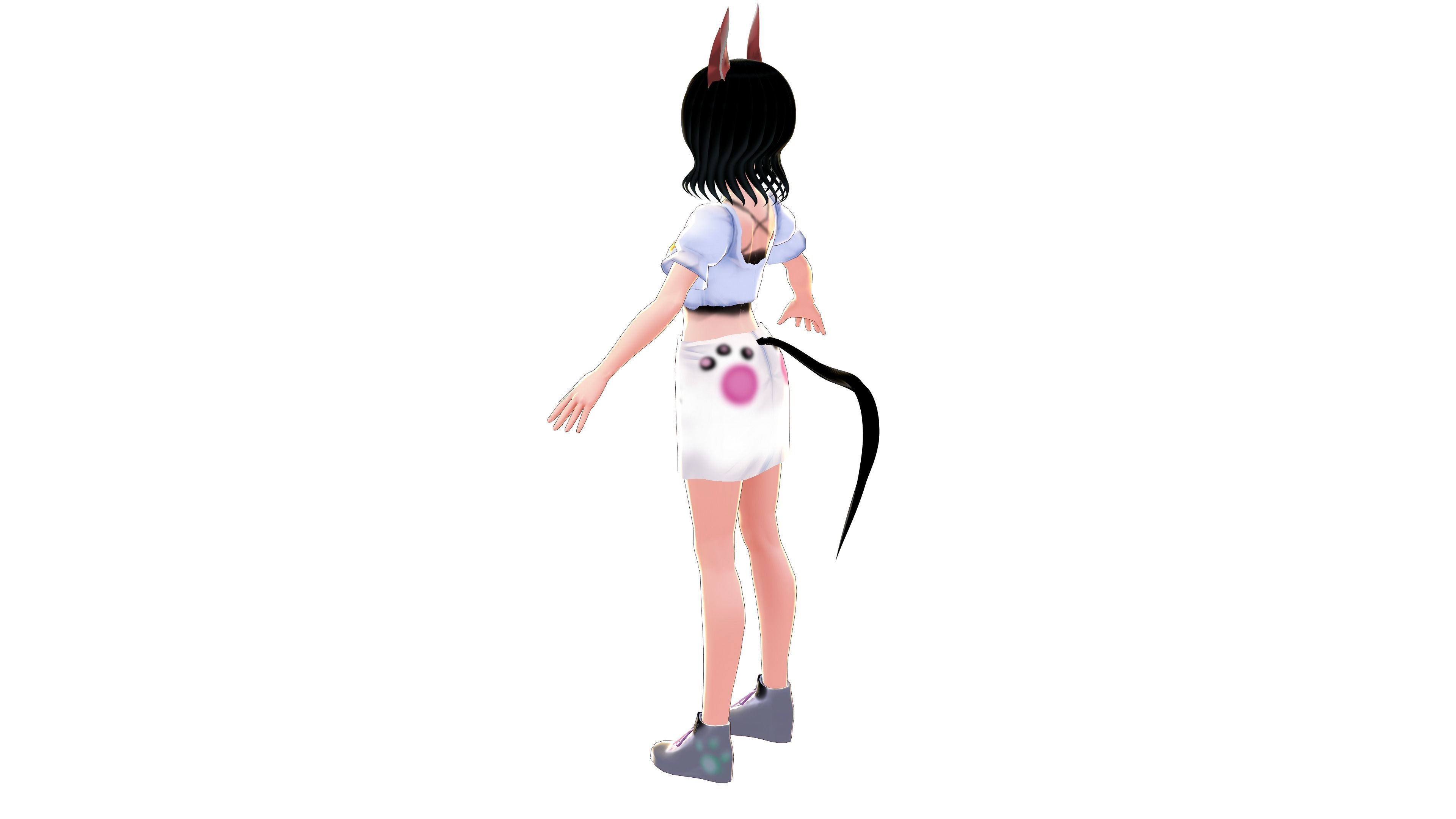 ASIAN GIRL CAT 3D MODEL RIGGED T POSE SHAPE KEYS 3D model_5