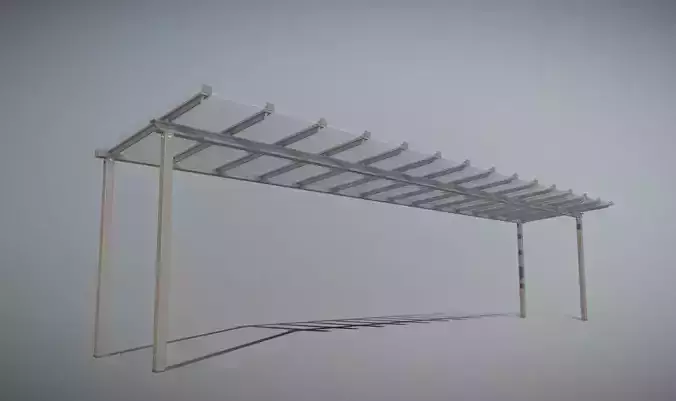 Glass Roof Shelter -3- 10800mm Low-poly 3D model