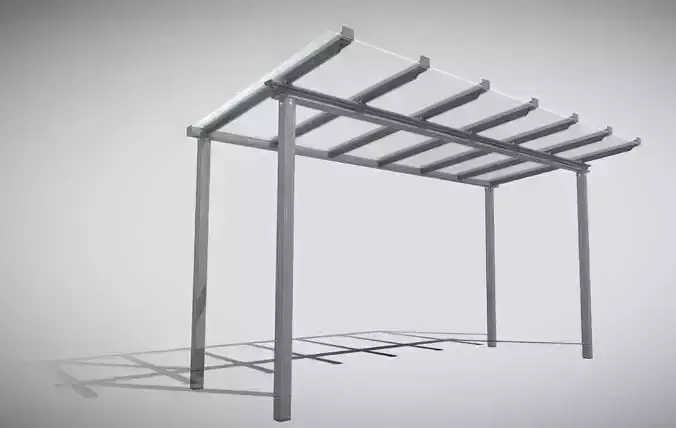 Glass Roof Shelter -2- 4800mm Low-poly 3D model