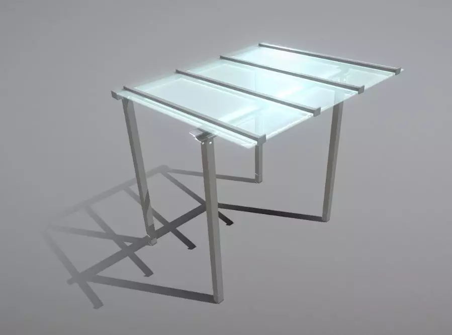 Glass Roof Shelter -1- 2500mm Low-poly 3D model_0