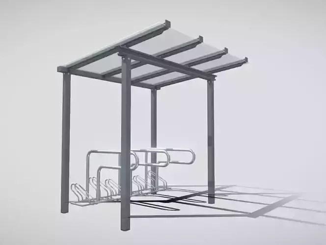 Bike stand 1-7 with glass roof 2500mm Low-poly 3D model