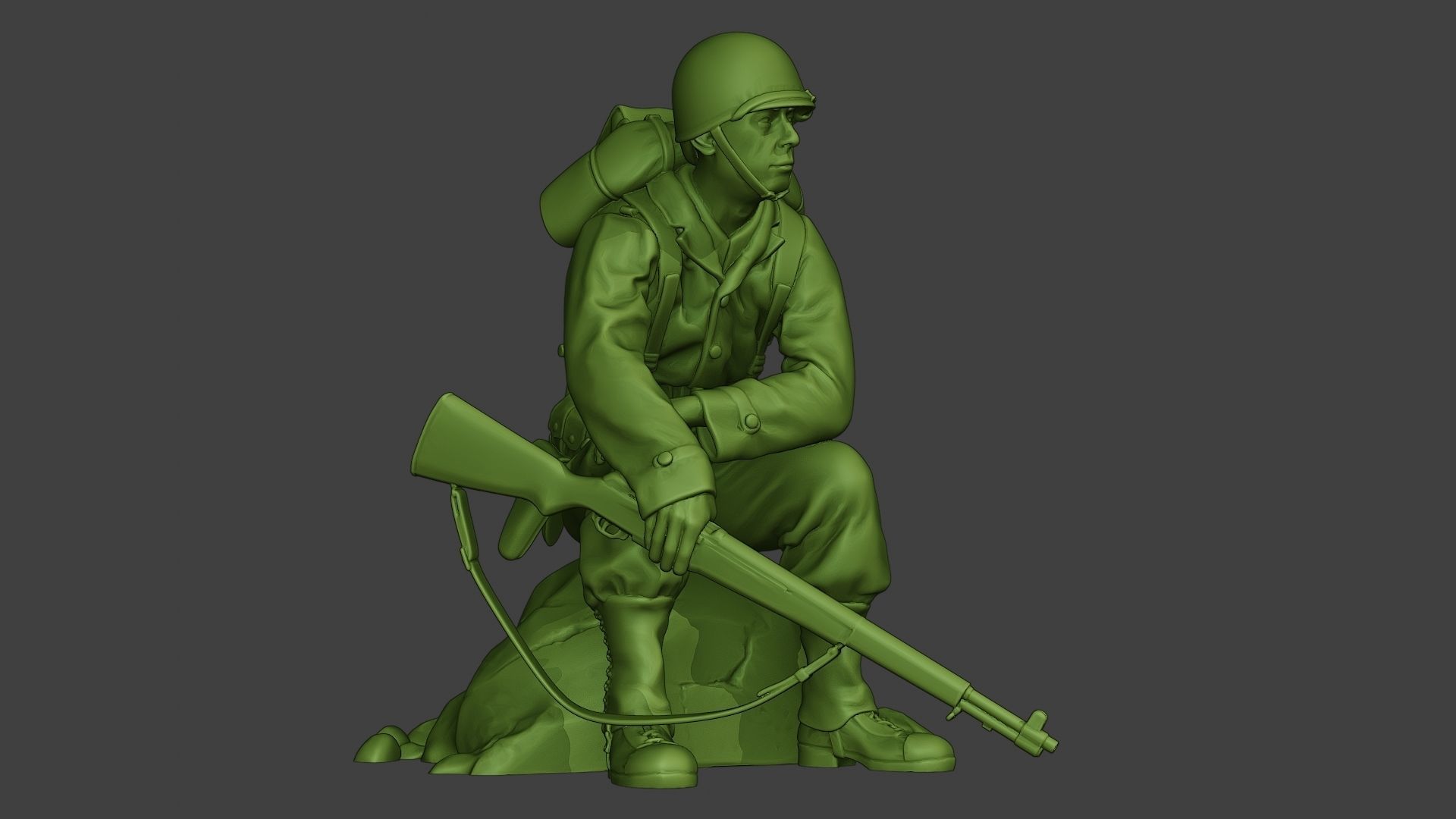 American soldier ww2 sit A10 3D print model_12