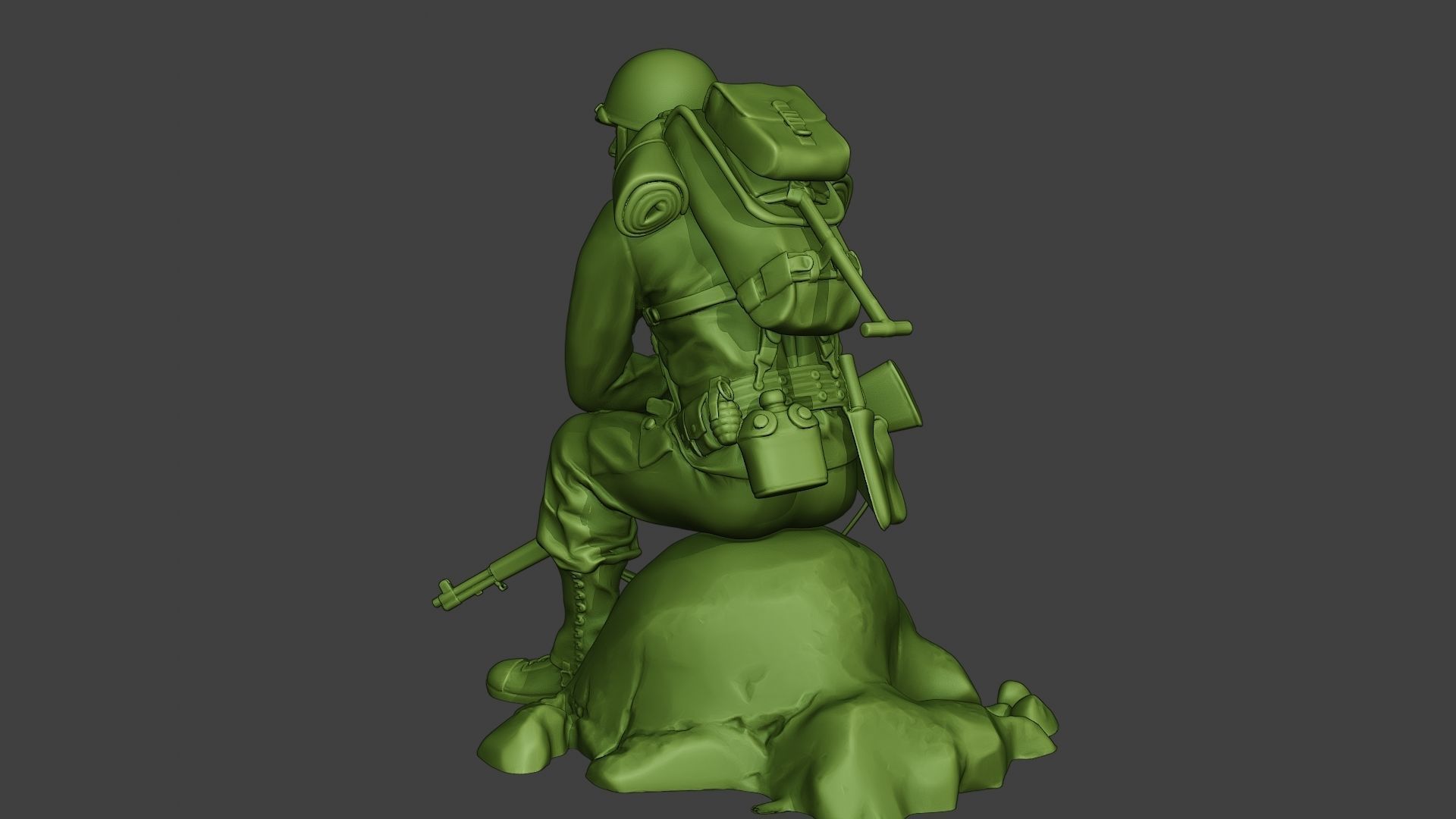 American soldier ww2 sit A10 3D print model_4