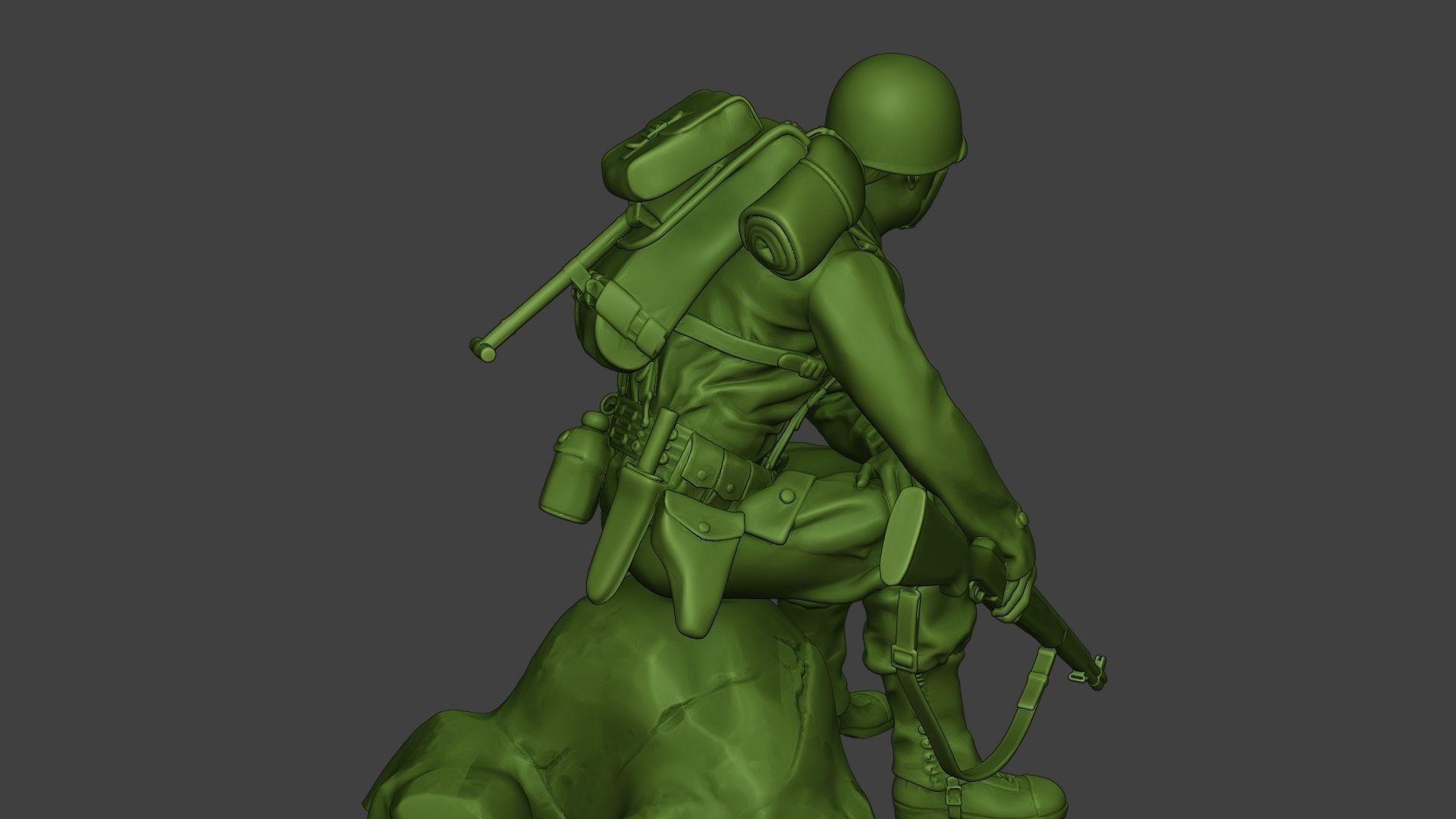 American soldier ww2 sit A10 3D print model_30