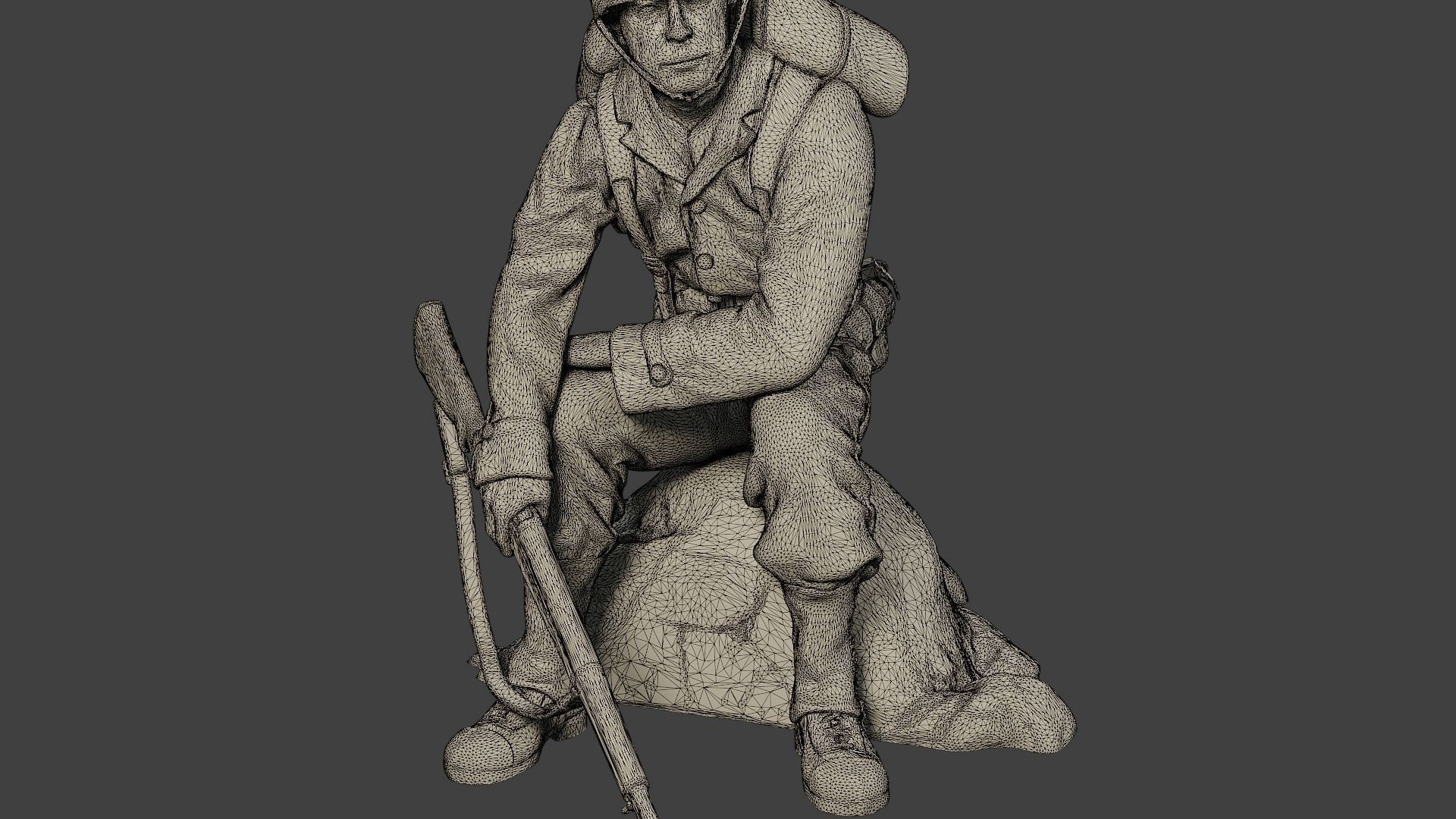 American soldier ww2 sit A10 3D print model_11