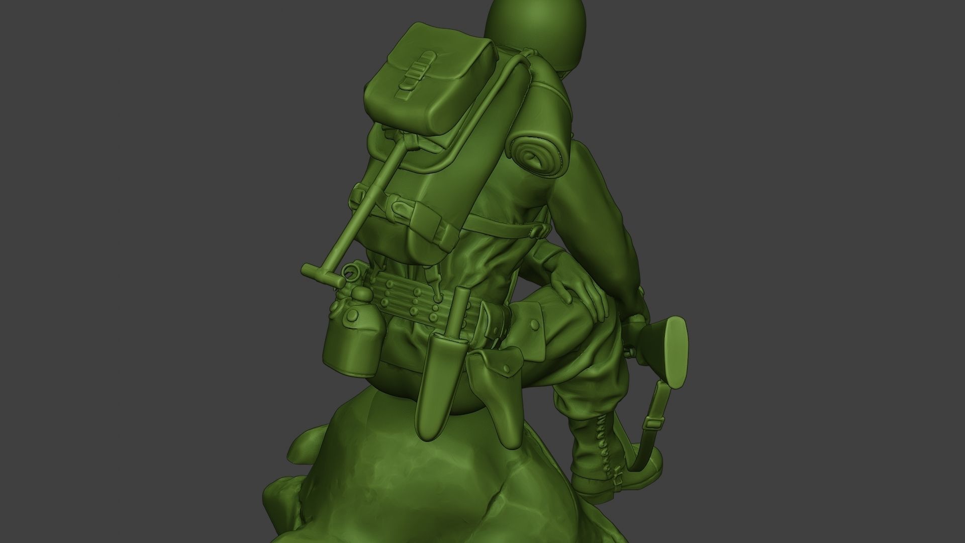 American soldier ww2 sit A10 3D print model_23