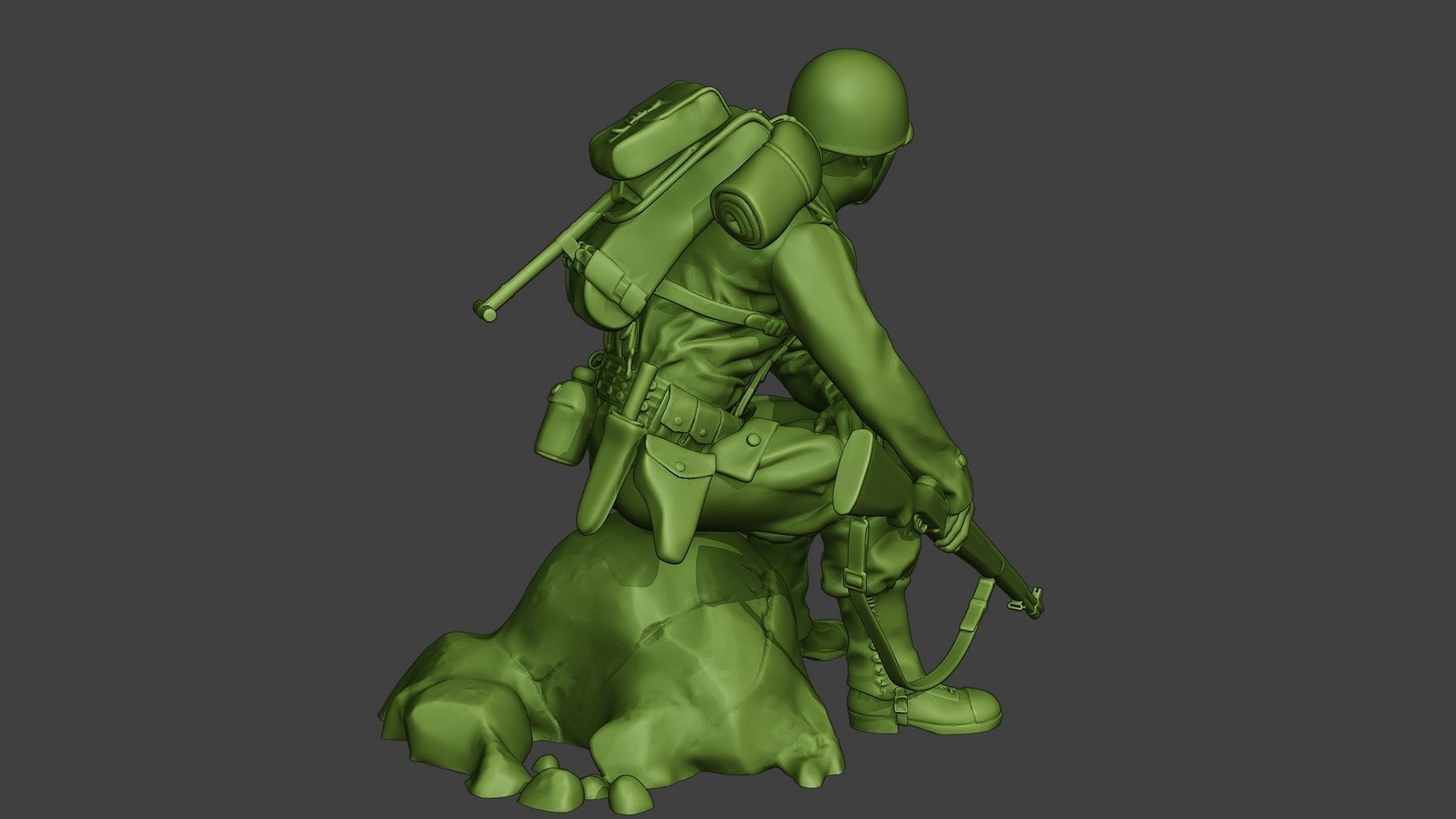 American soldier ww2 sit A10 3D print model_7