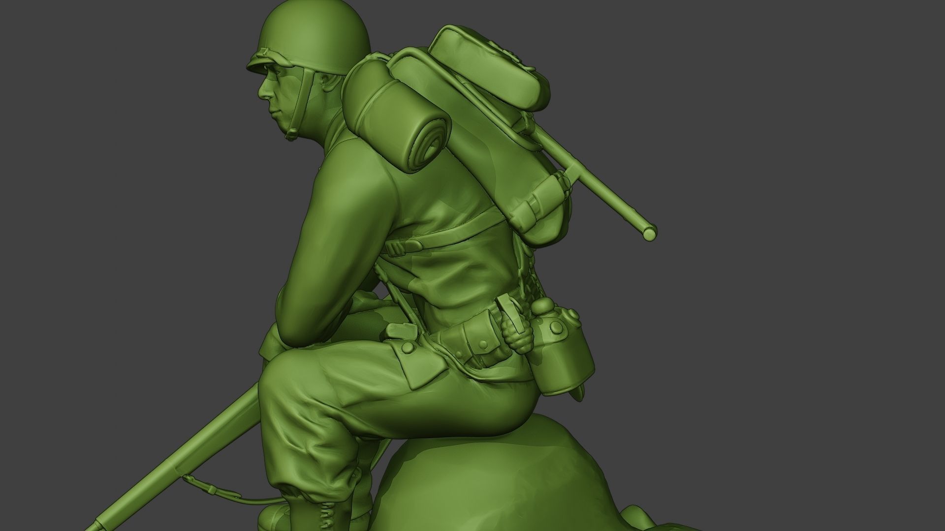 American soldier ww2 sit A10 3D print model_25