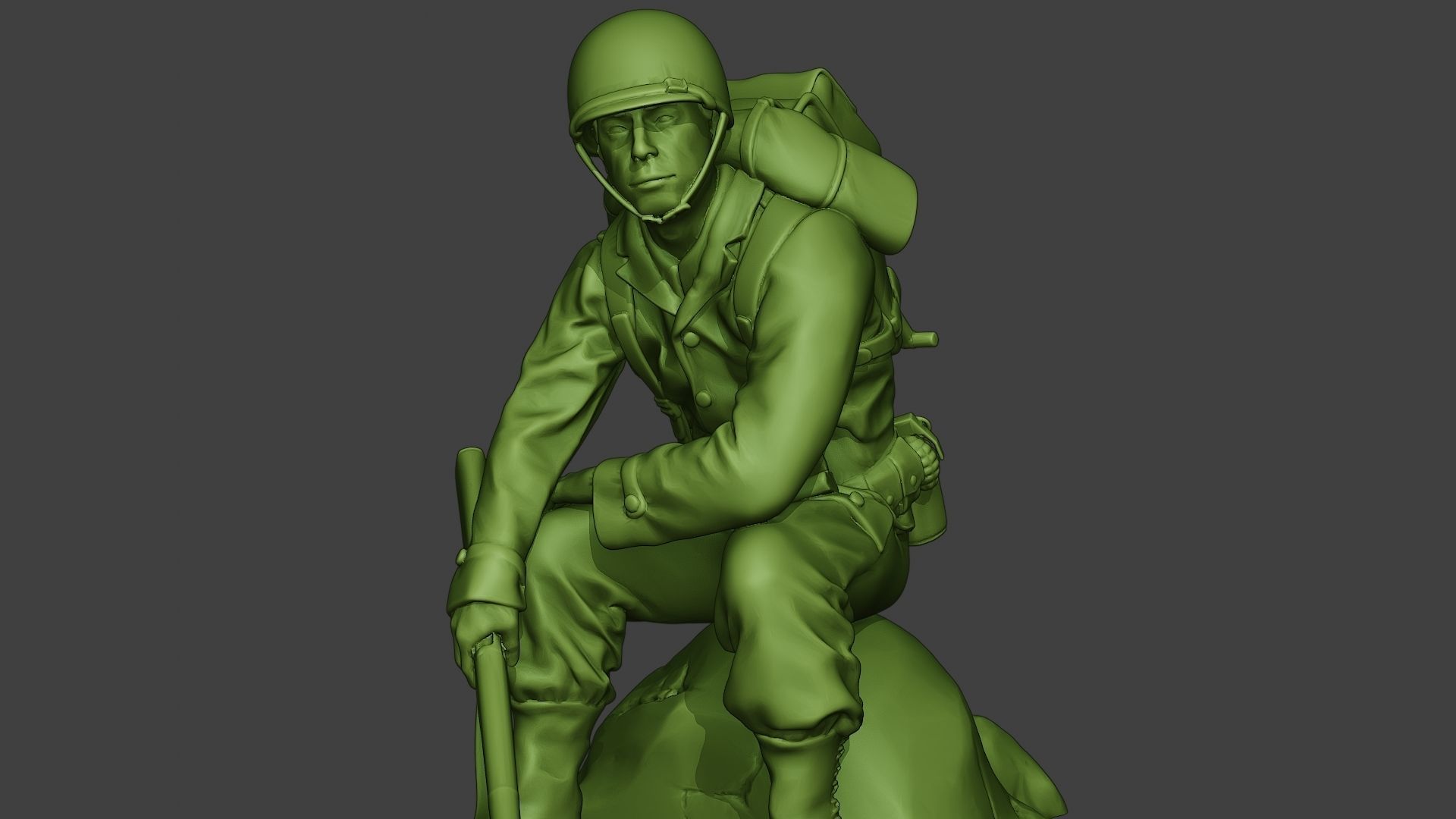 American soldier ww2 sit A10 3D print model_26
