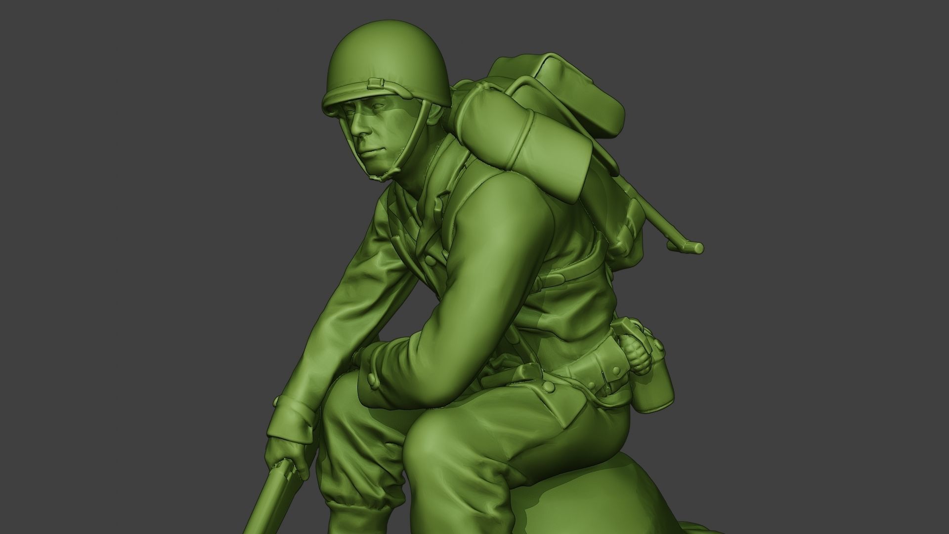 American soldier ww2 sit A10 3D print model_17