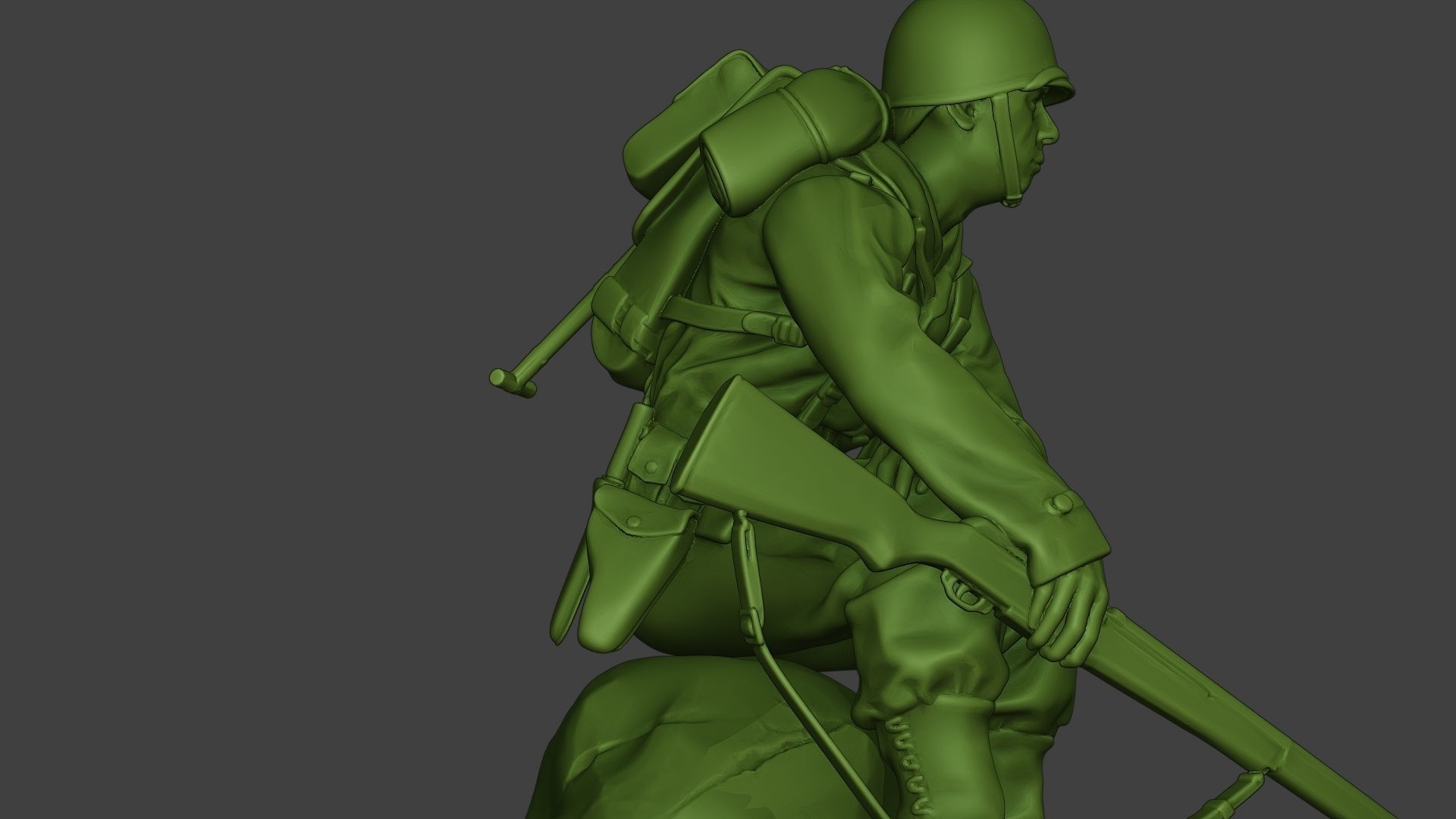 American soldier ww2 sit A10 3D print model_28