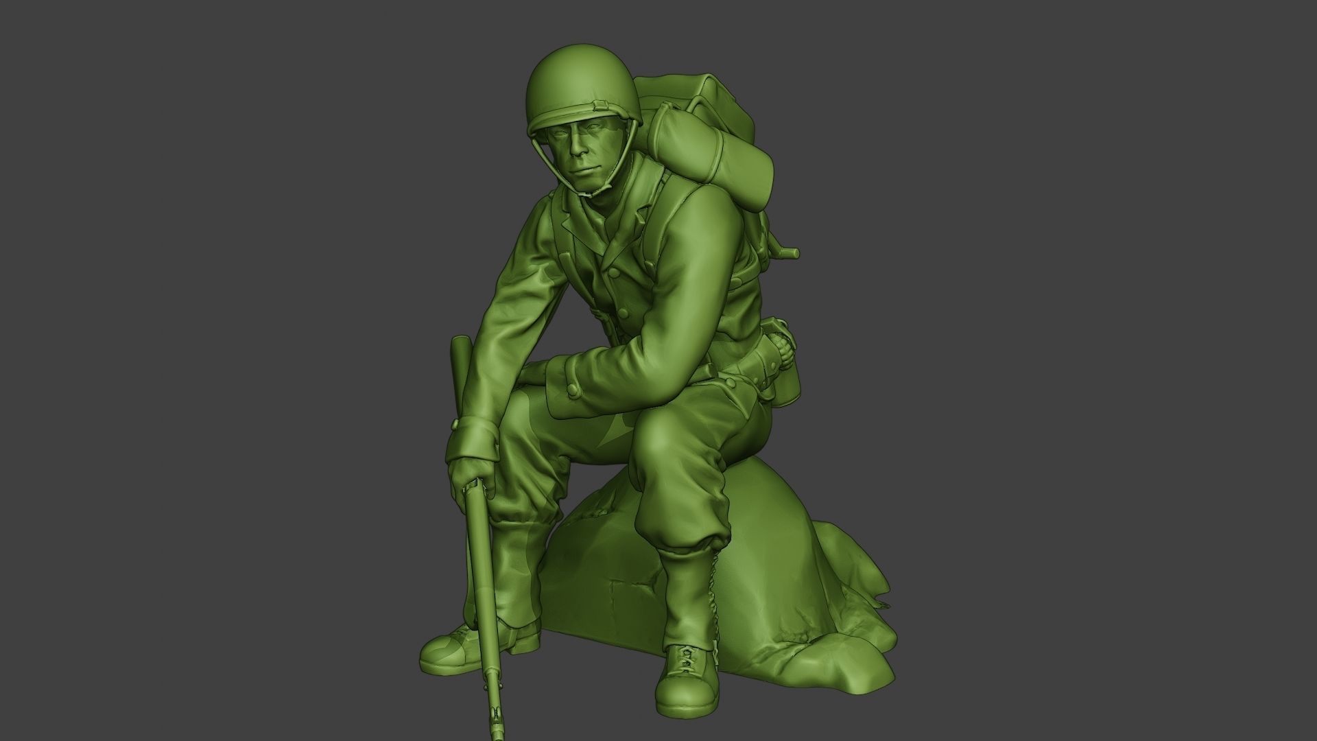 American soldier ww2 sit A10 3D print model_1