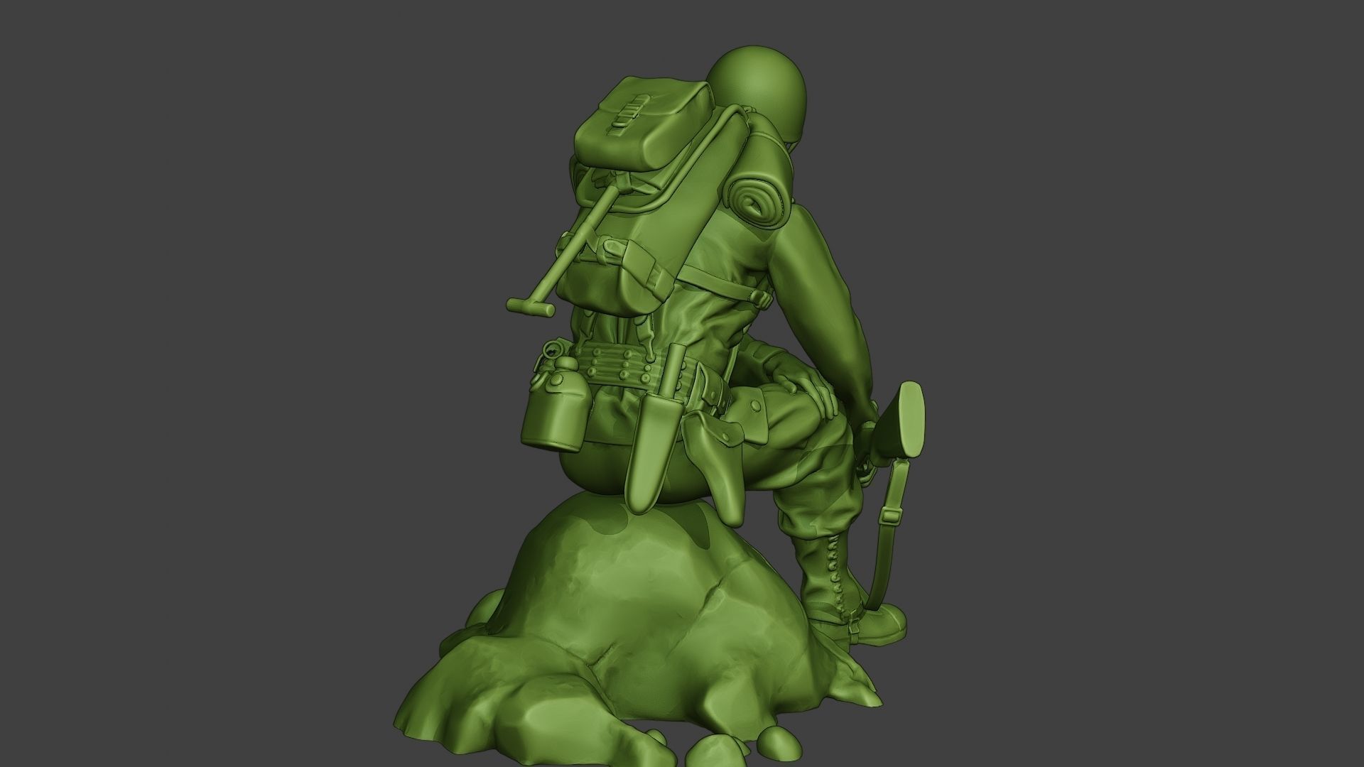 American soldier ww2 sit A10 3D print model_6