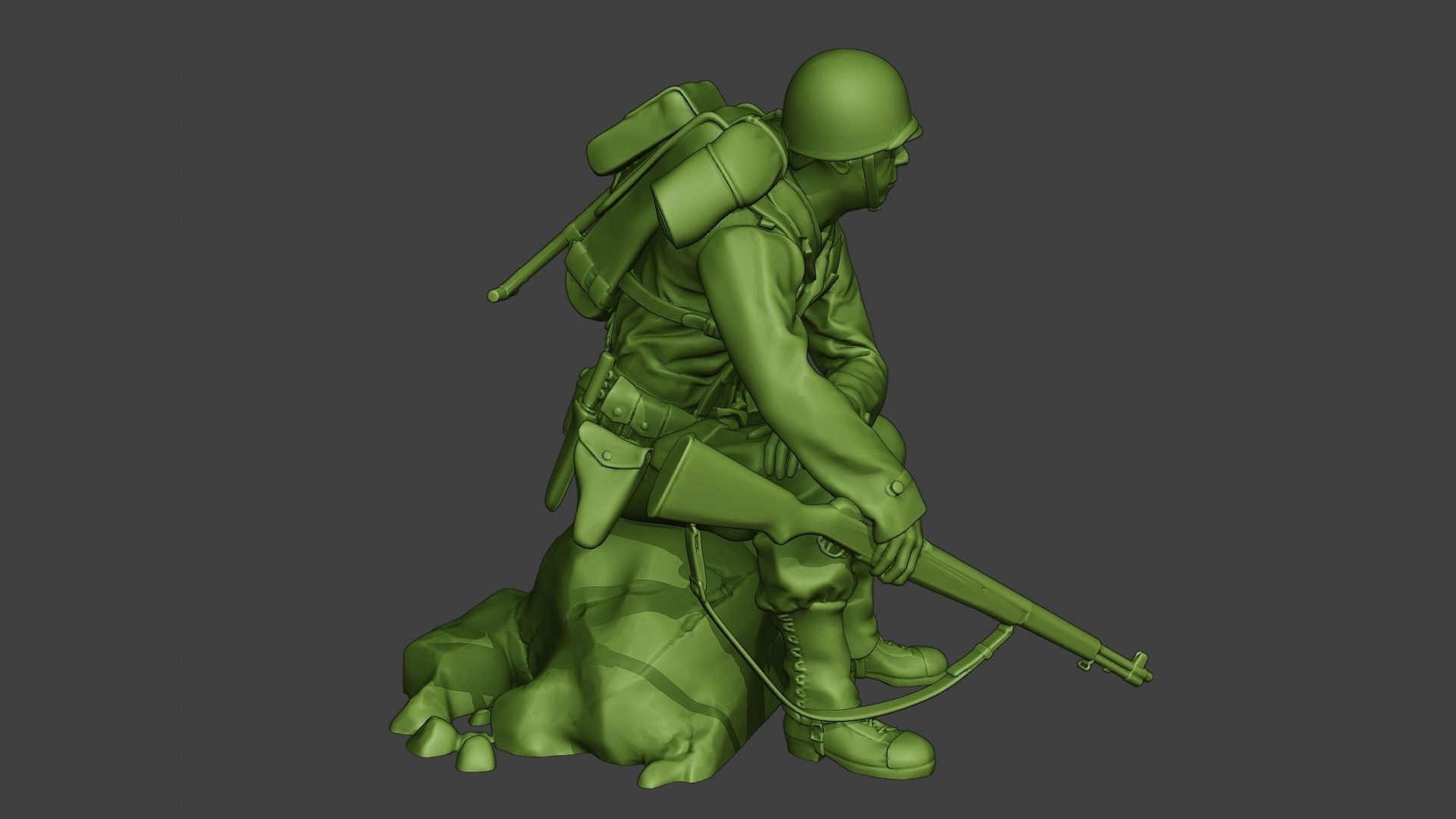 American soldier ww2 sit A10 3D print model_8