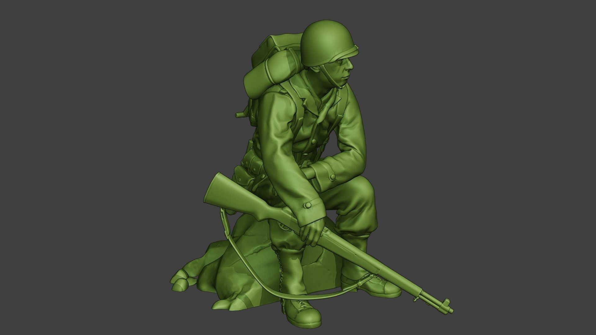 American soldier ww2 sit A10 3D print model_9