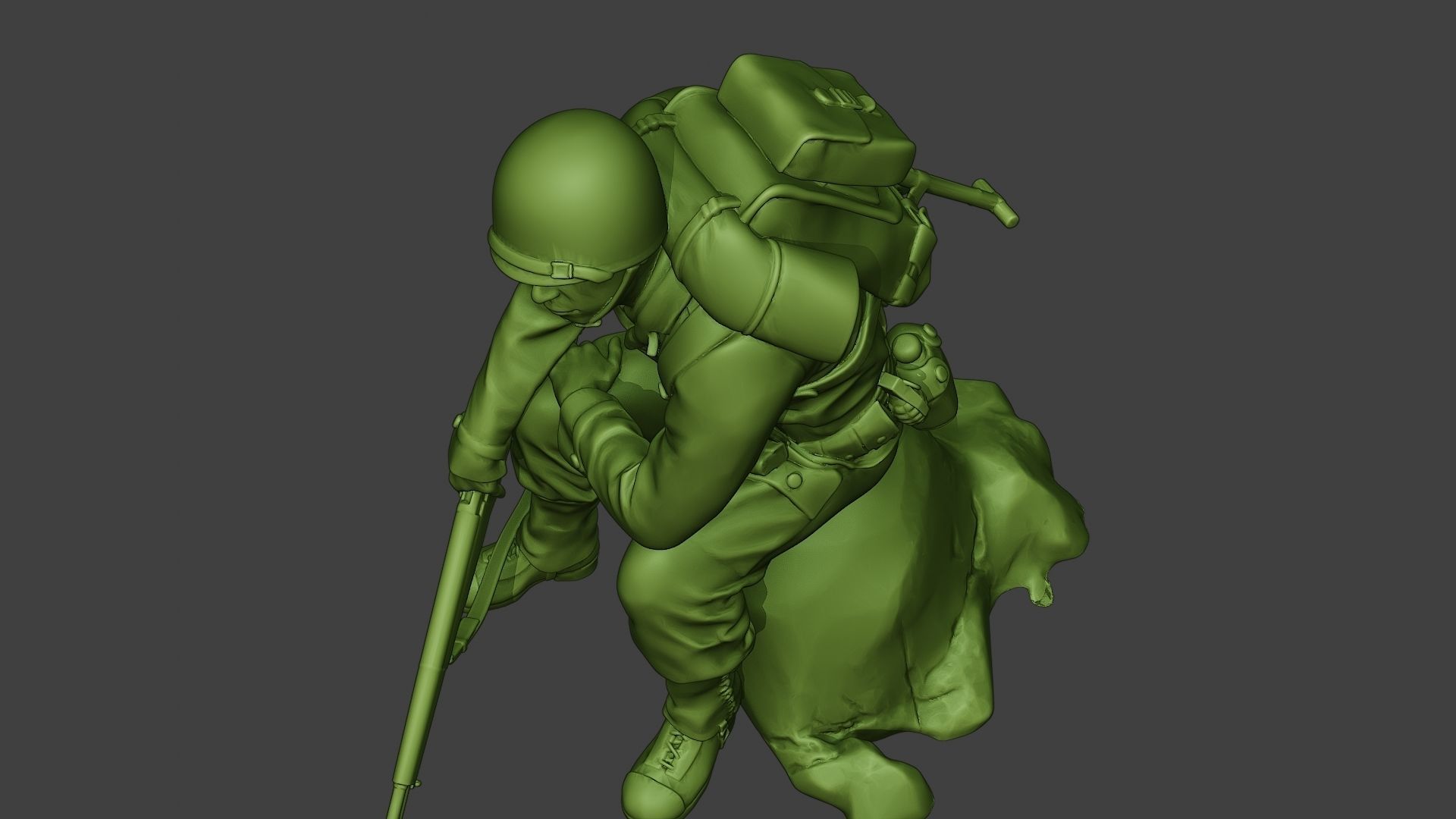 American soldier ww2 sit A10 3D print model_14