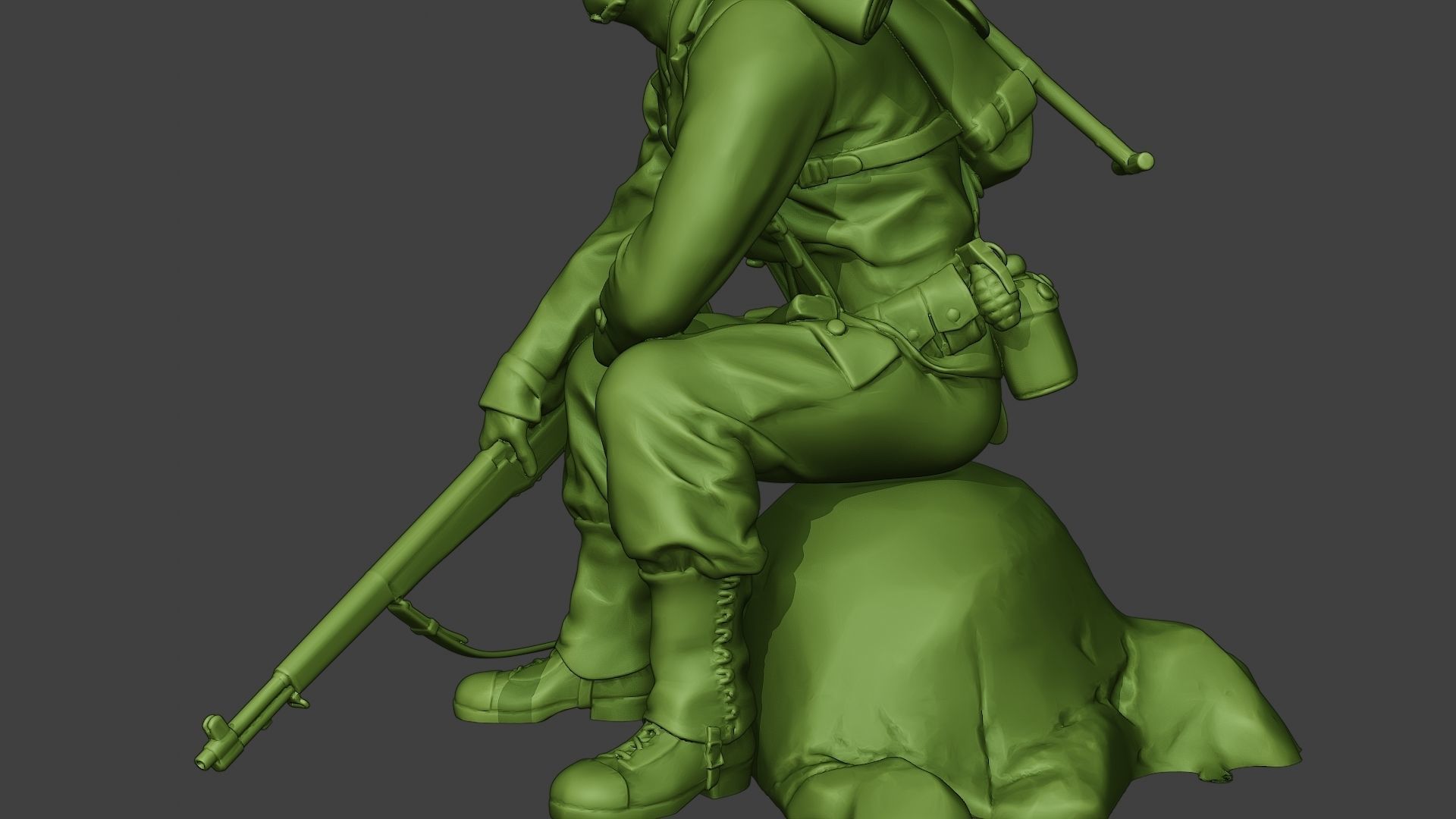 American soldier ww2 sit A10 3D print model_16