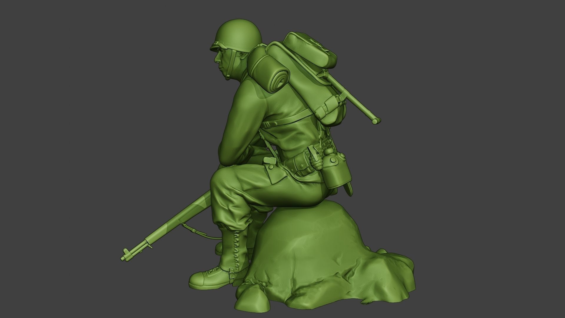 American soldier ww2 sit A10 3D print model_3