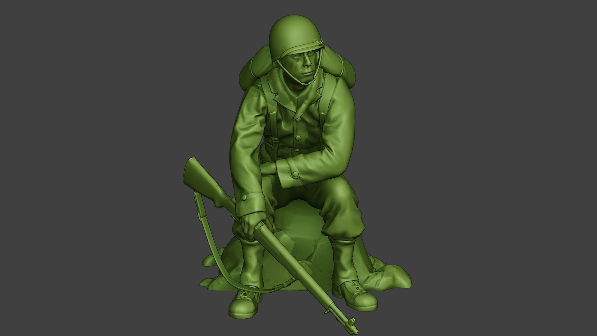 American soldier ww2 sit A10 3D print model_10