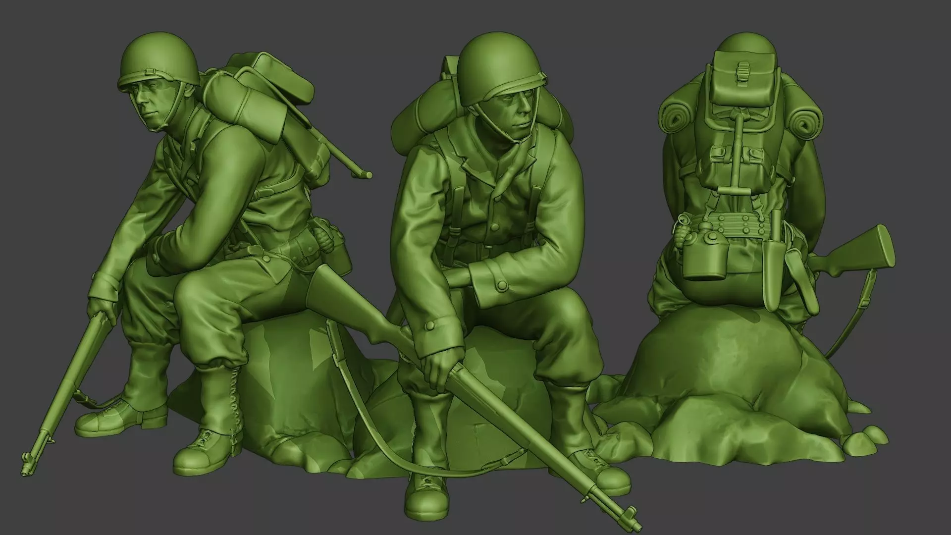 American soldier ww2 sit A10 3D print model_0