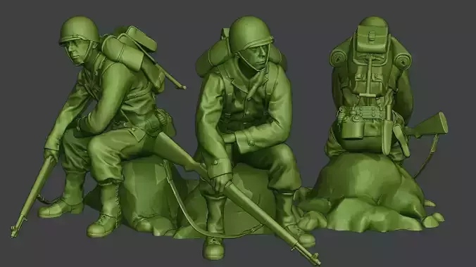 American soldier ww2 sit A10 3D print model