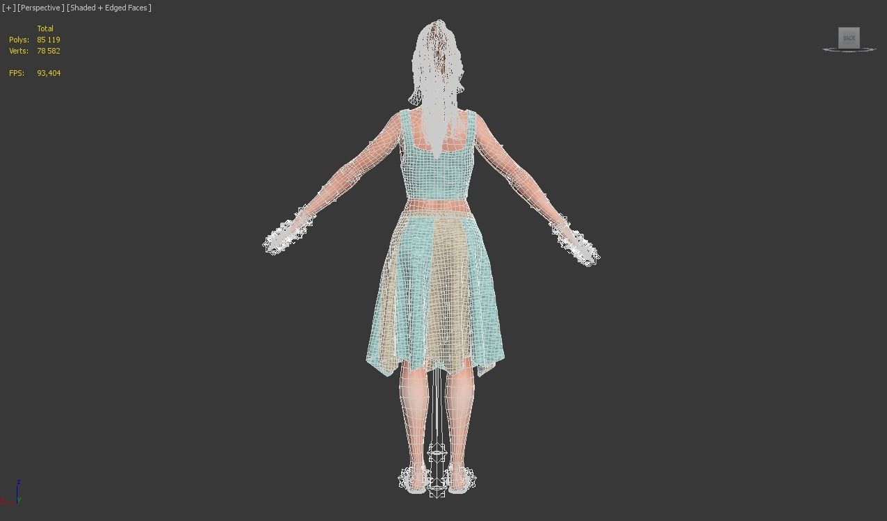 3d realistic woman with skirting clothes 3D model_6