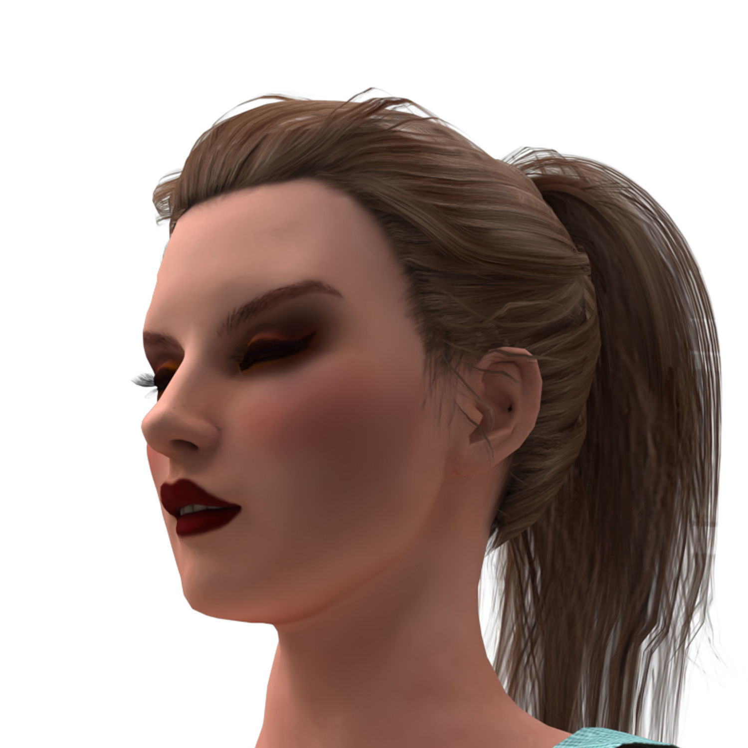 3d realistic woman with skirting clothes 3D model_2