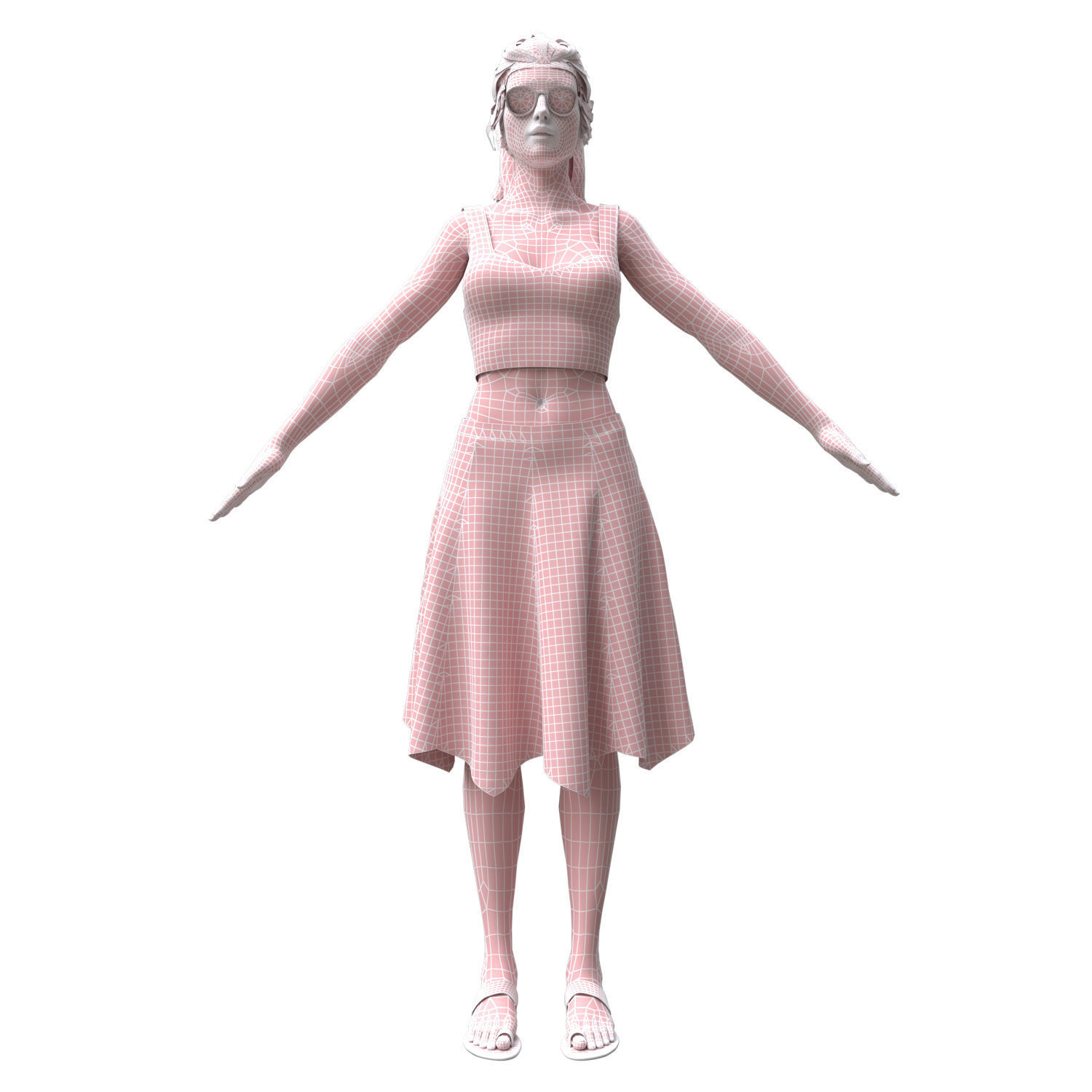3d realistic woman with skirting clothes 3D model_3