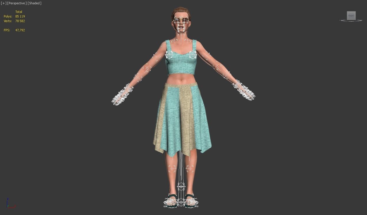 3d realistic woman with skirting clothes 3D model_5