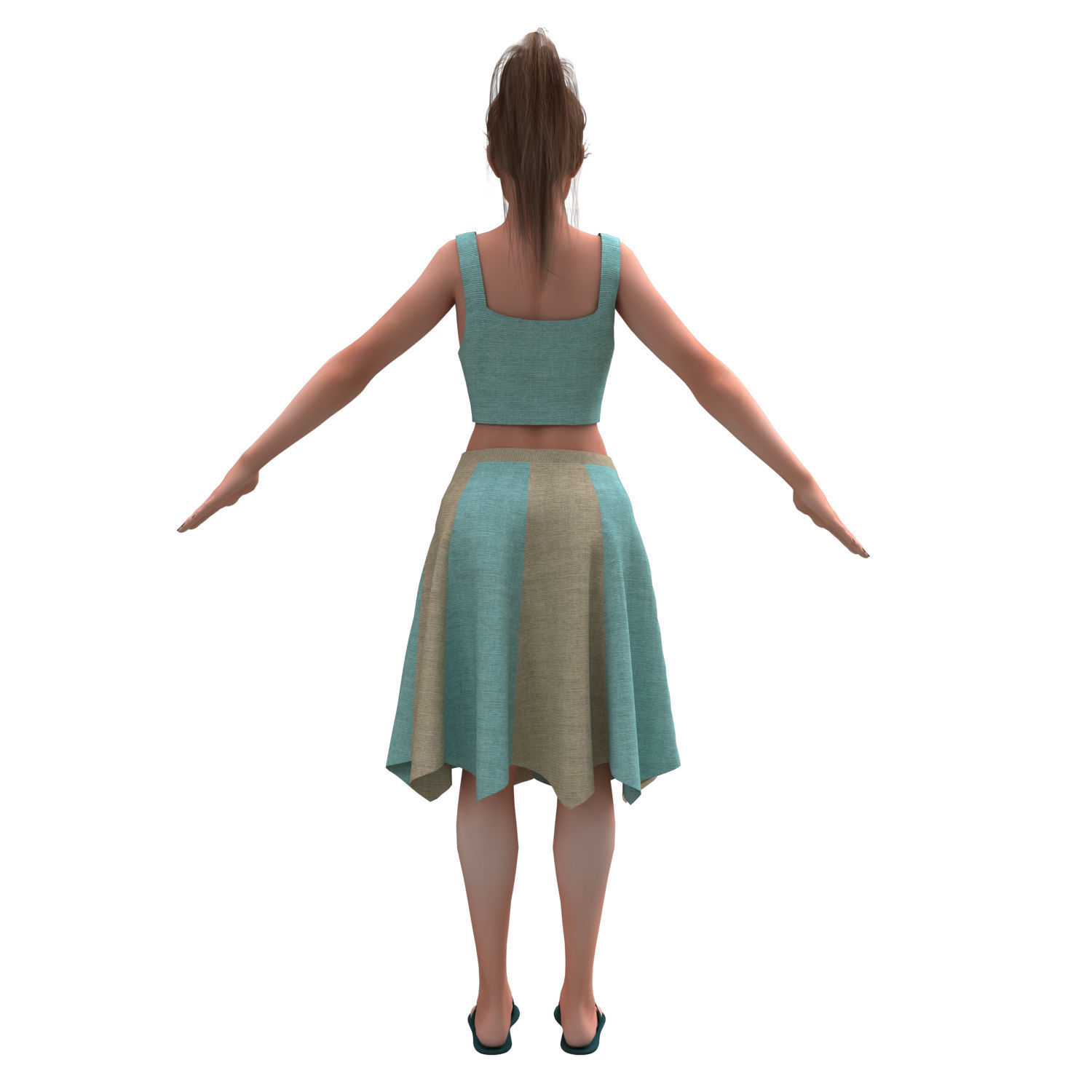 3d realistic woman with skirting clothes 3D model_10