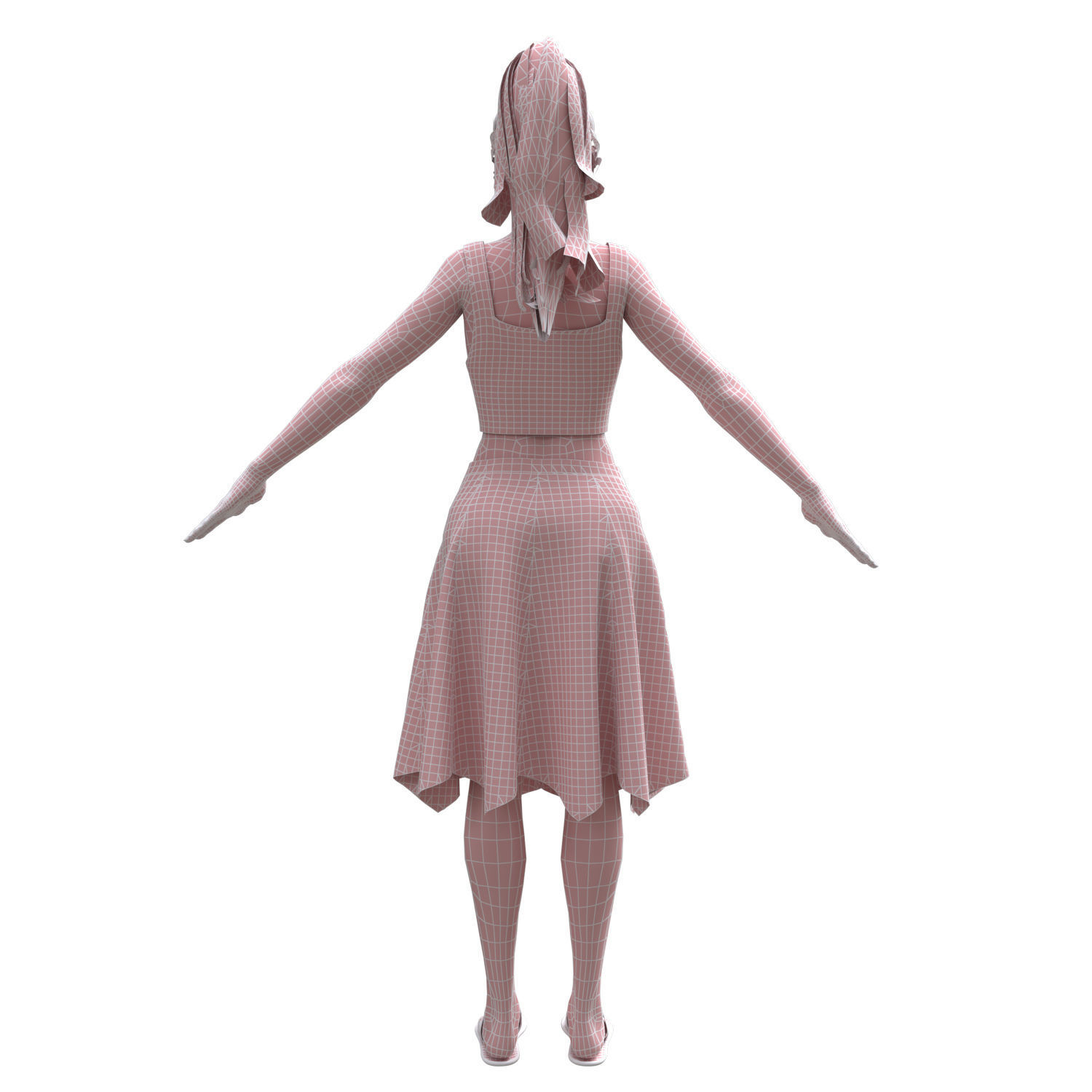 3d realistic woman with skirting clothes 3D model_4
