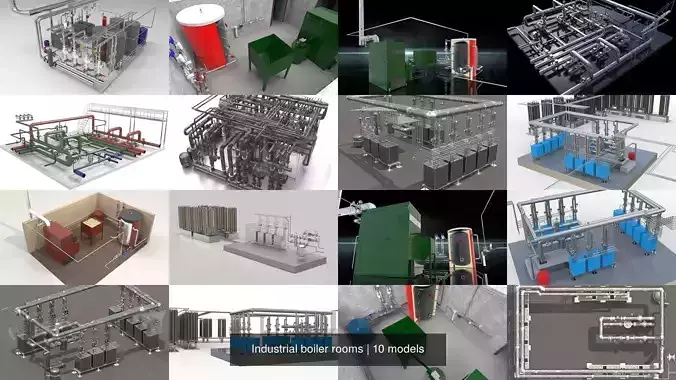 Industrial boiler rooms 3D Model Collection