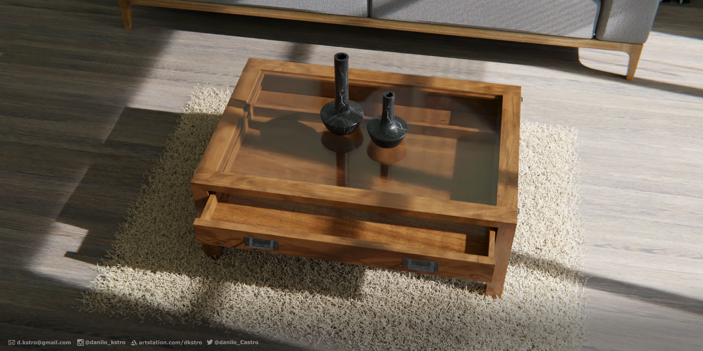 Coffee table - Warehouse - 2k Textures 3D model_1