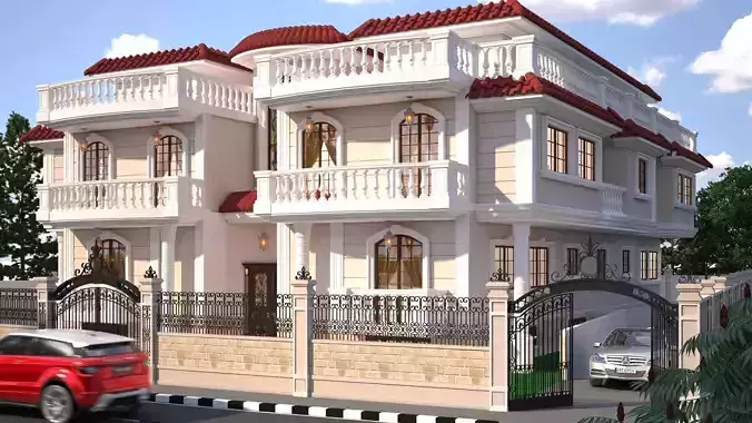 villa cartoons exterior 3D model