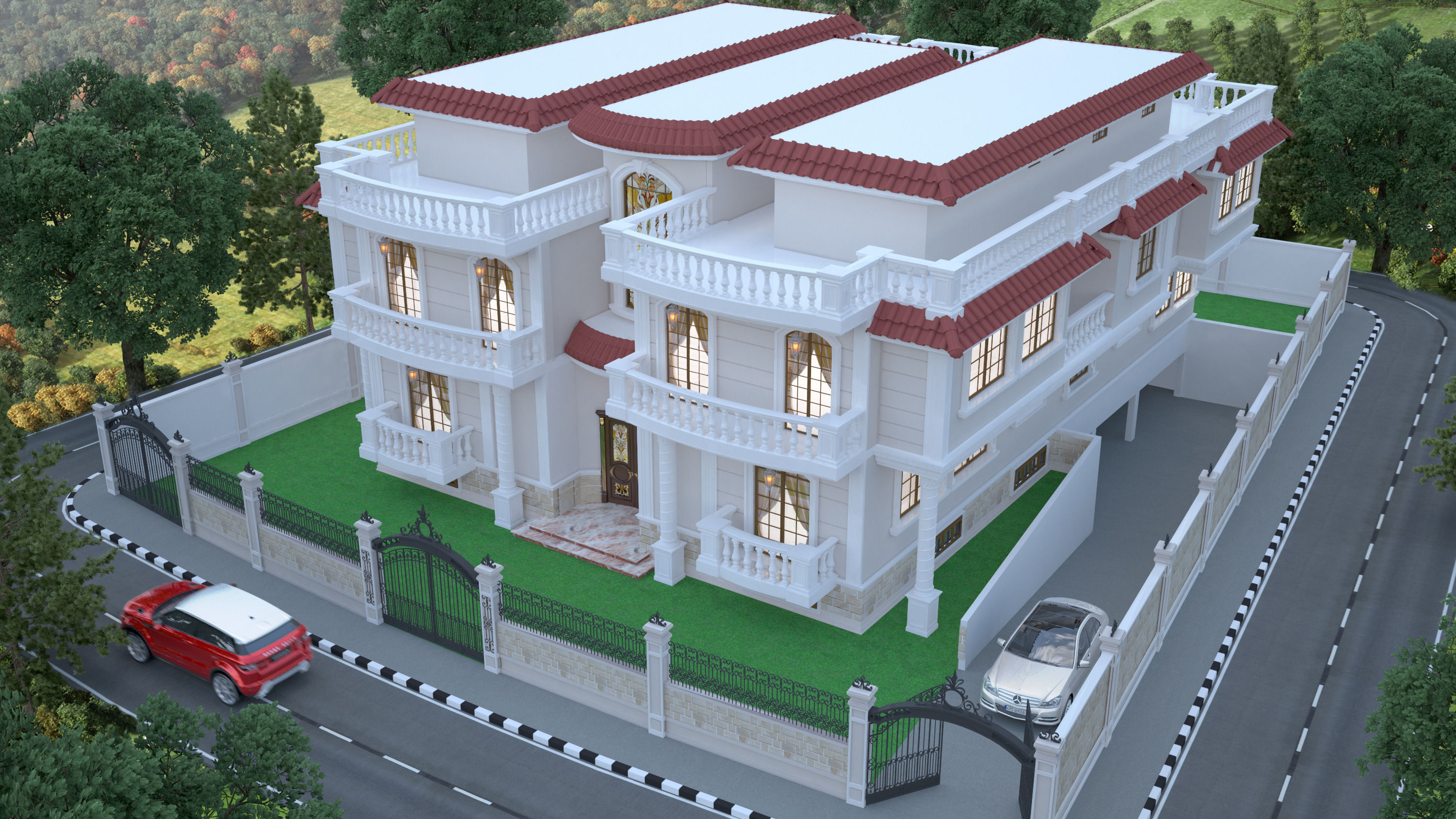 villa cartoons exterior 3D model_2