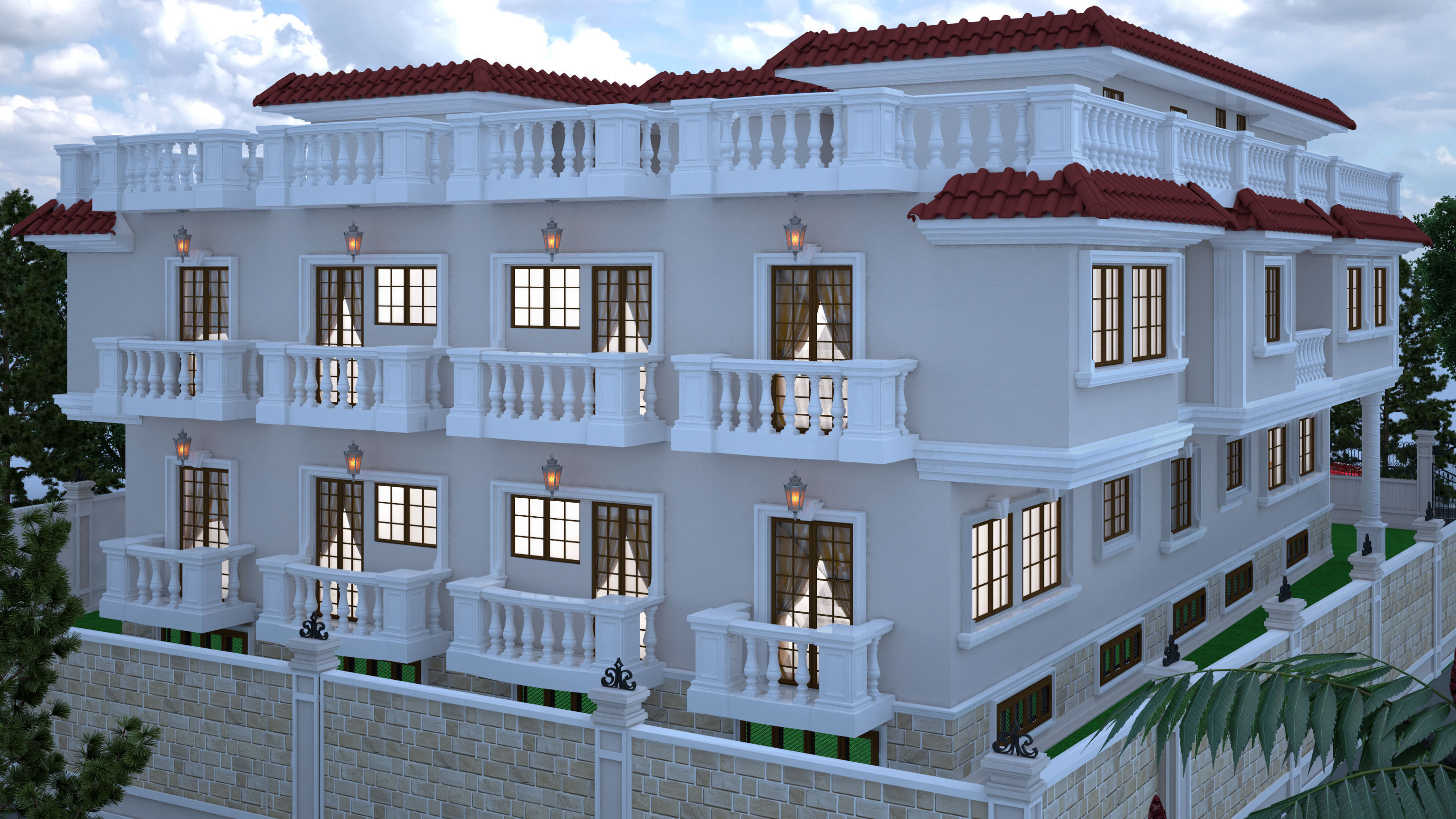villa cartoons exterior 3D model_1