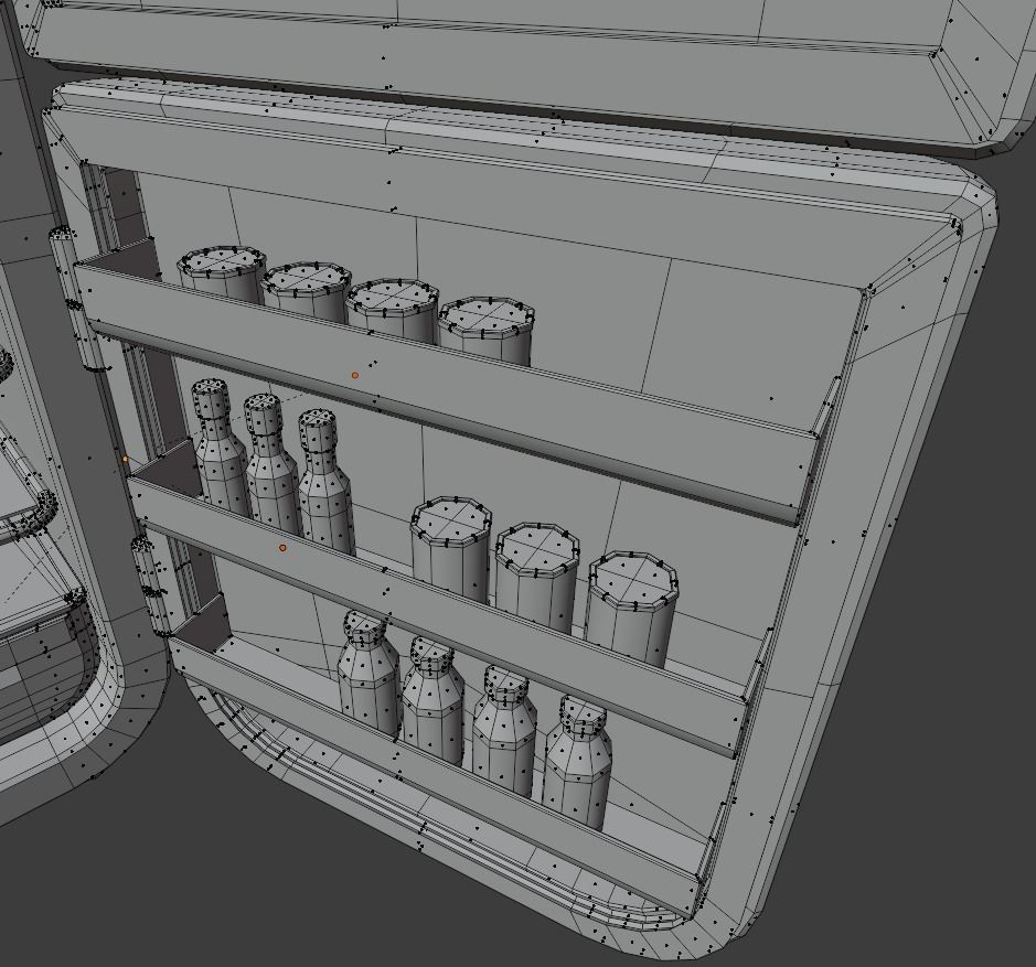 Cartoon fridge with food Low-poly 3D model_5