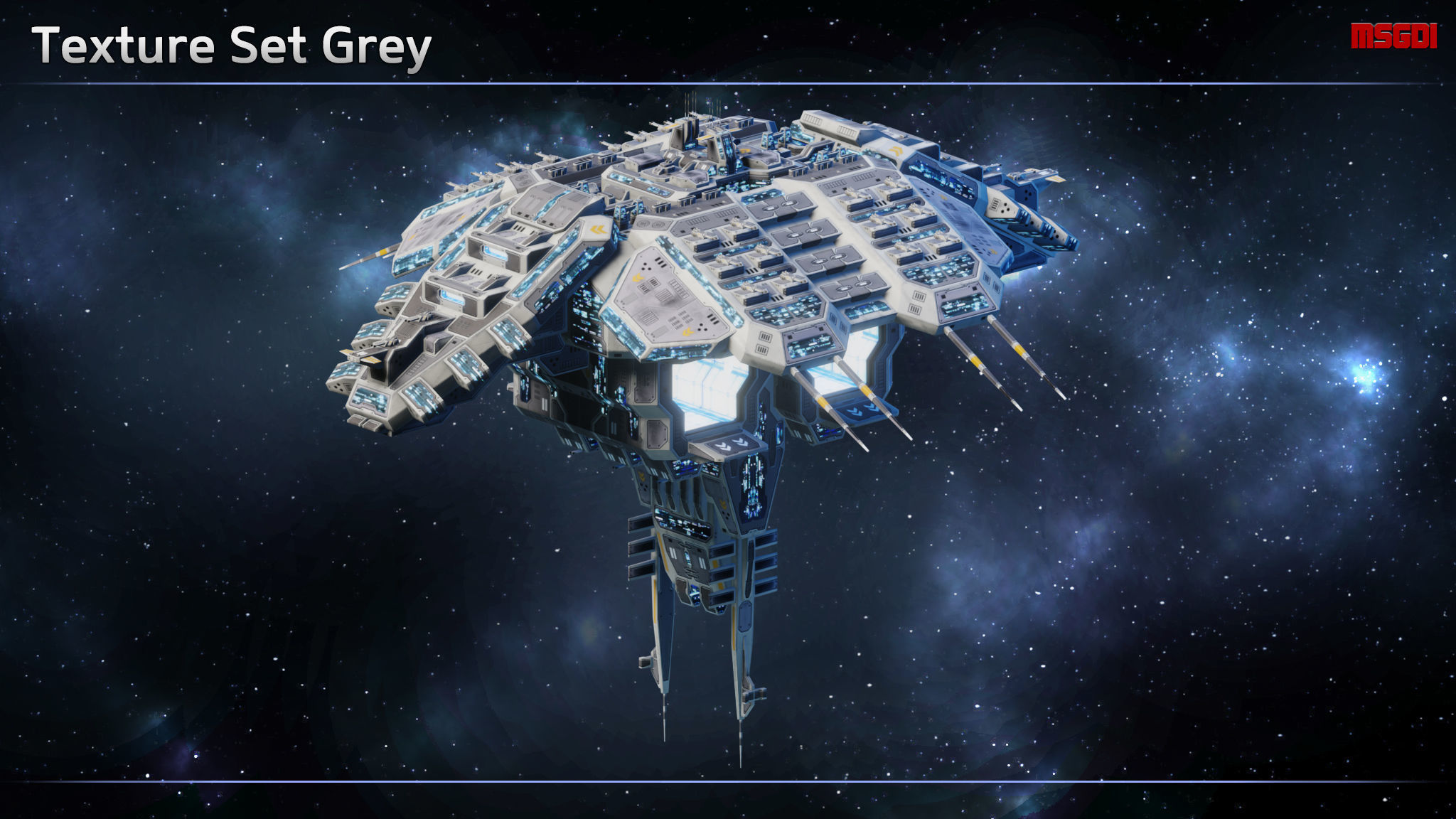 Verdun Space Battle Station Low-poly 3D model_7