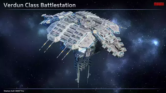 Verdun Space Battle Station Low-poly 3D model