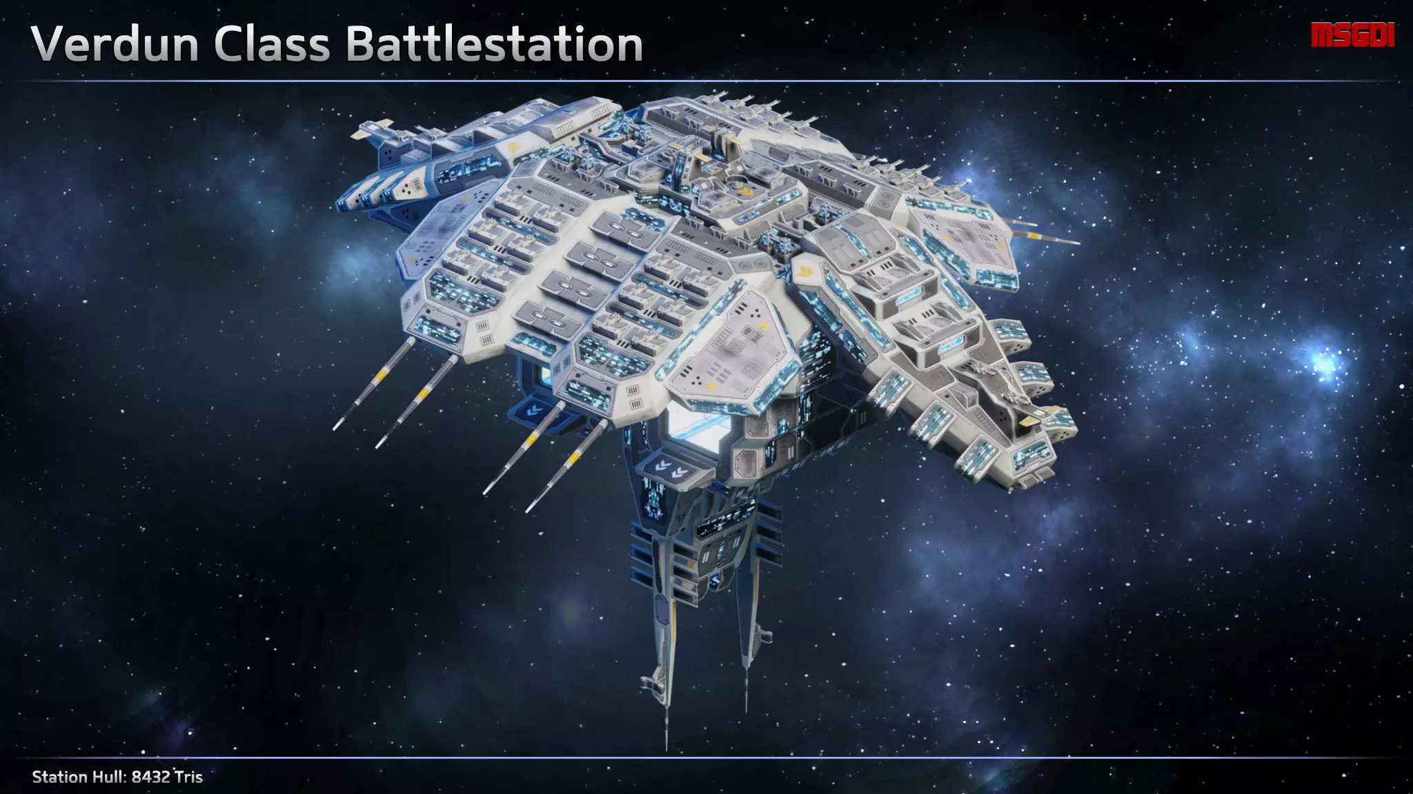 Verdun Space Battle Station Low-poly 3D model_0