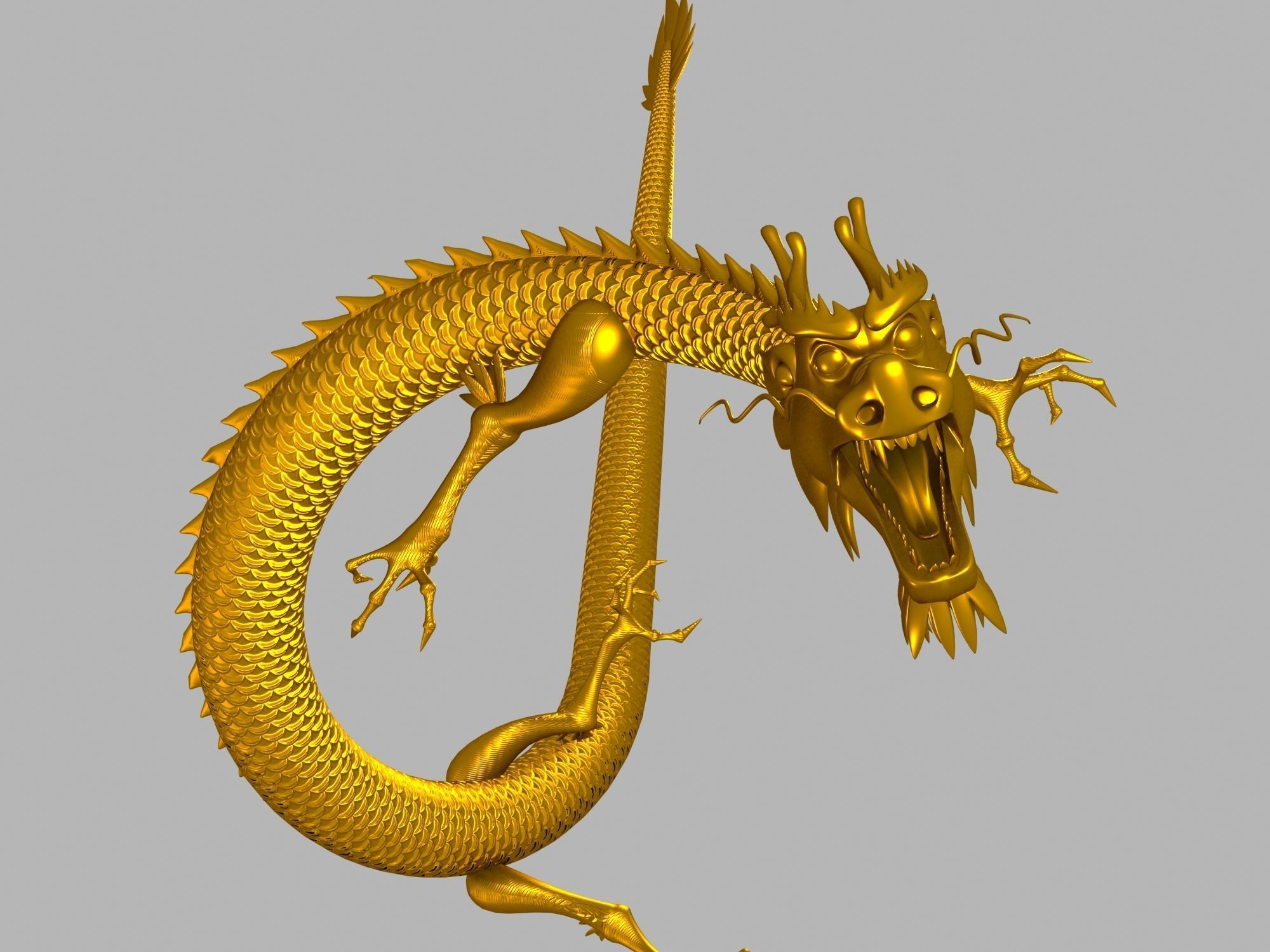 Chinese Gold Dragon  3D model_1