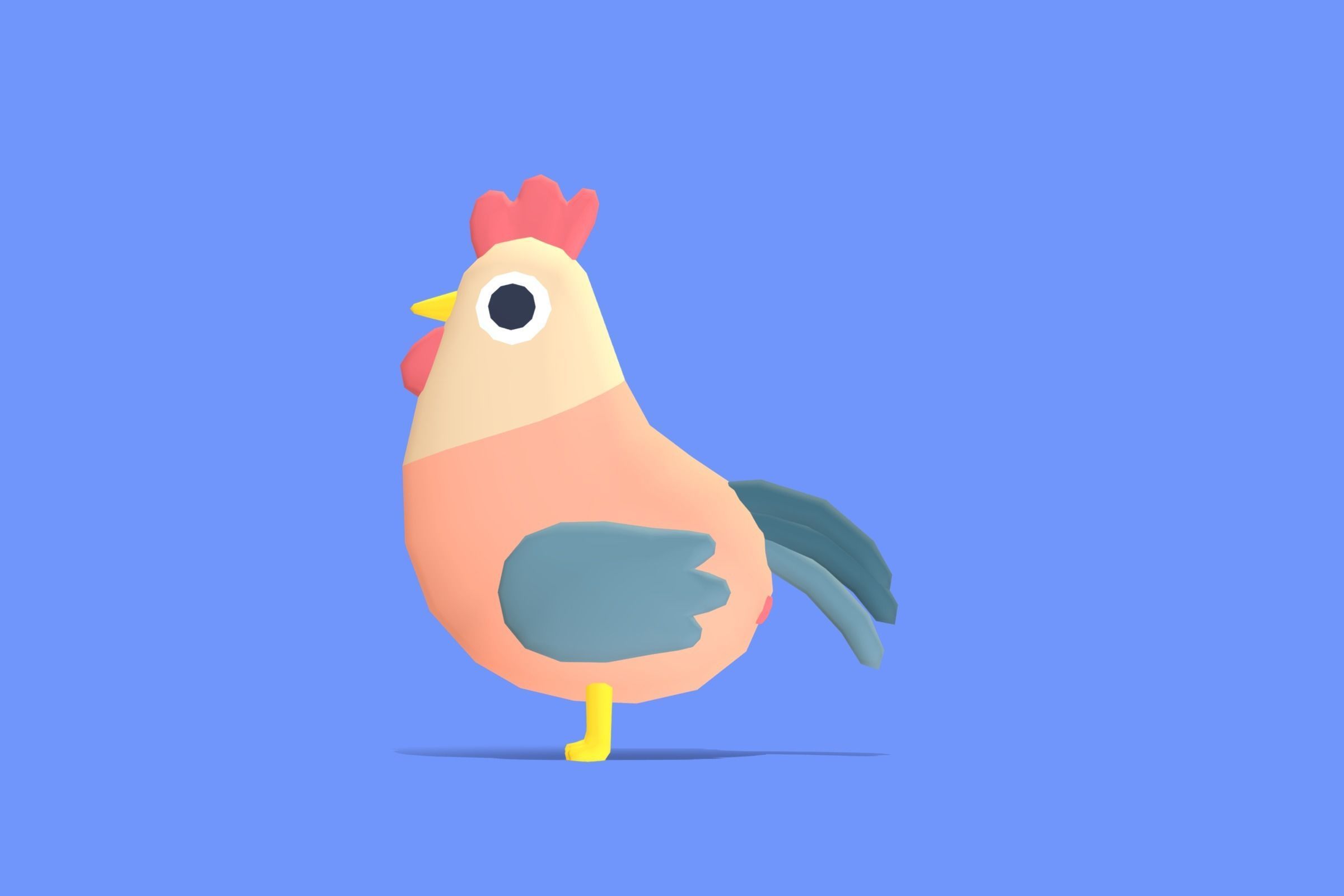 Rooster - Quirky Series  3D model_2