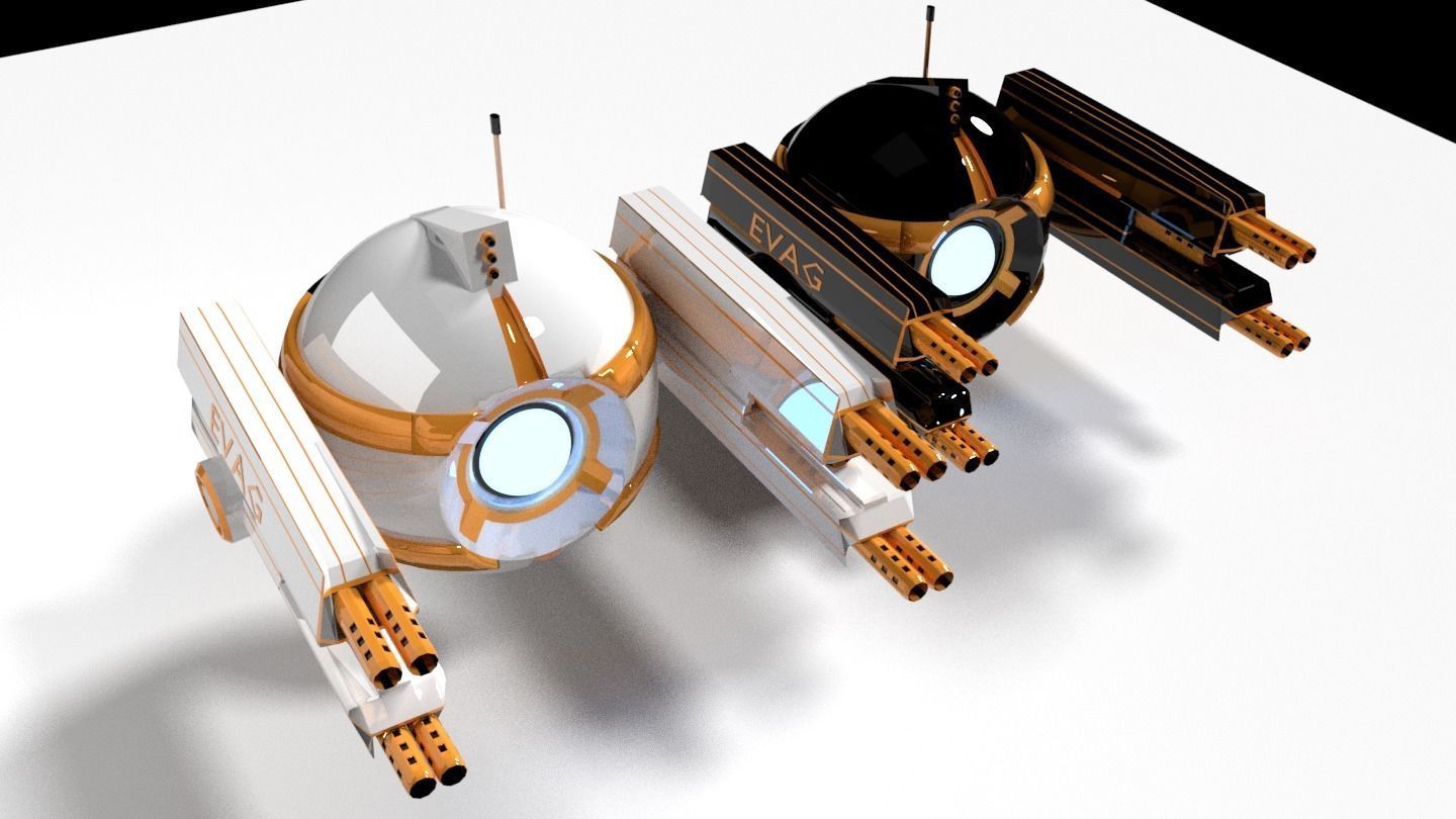 Scifi Armed Drone Low-poly 3D model_6